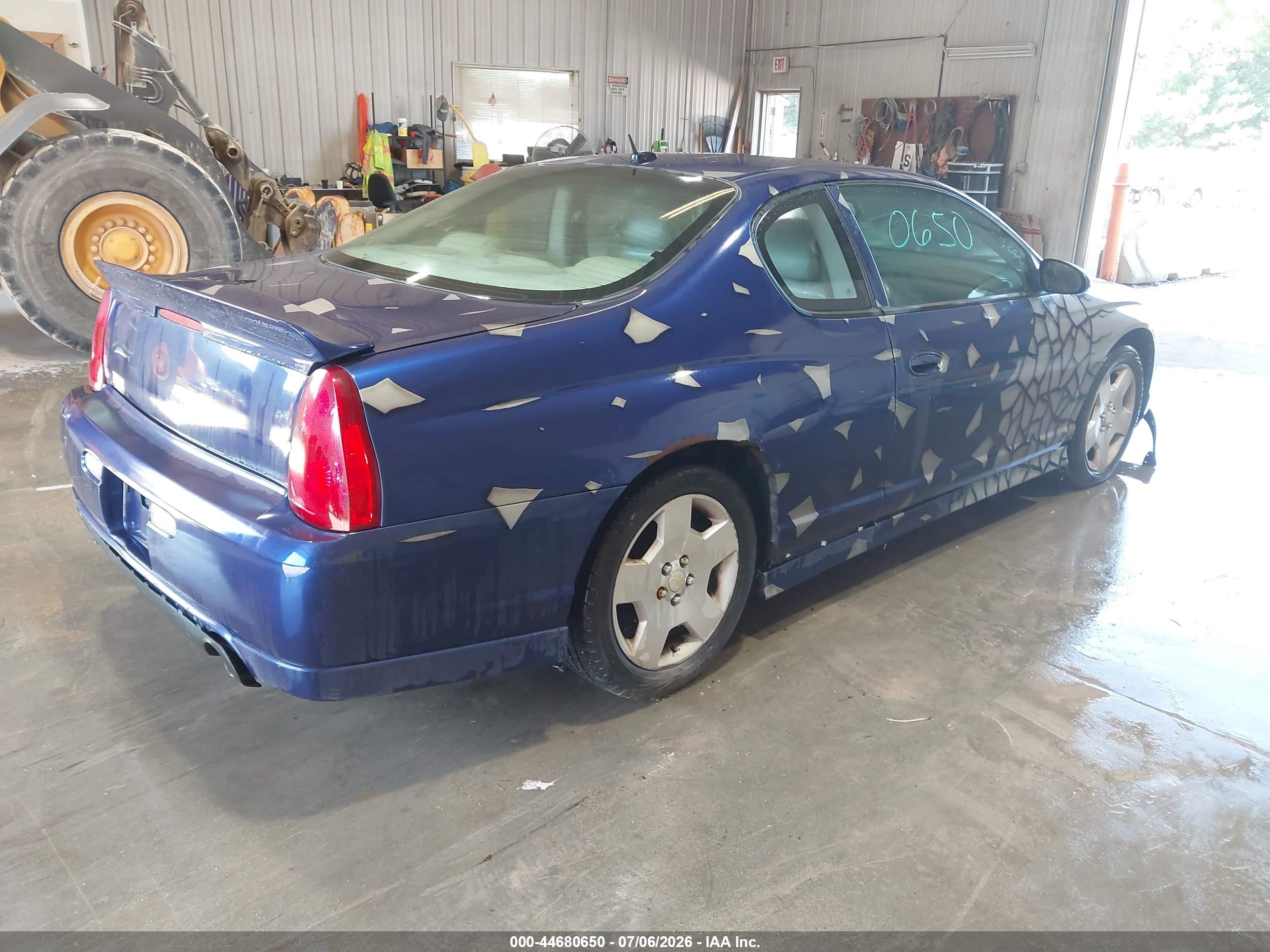 2007 Chevrolet Monte Carlo Ss Blue vin: 2G1WL15C179175148