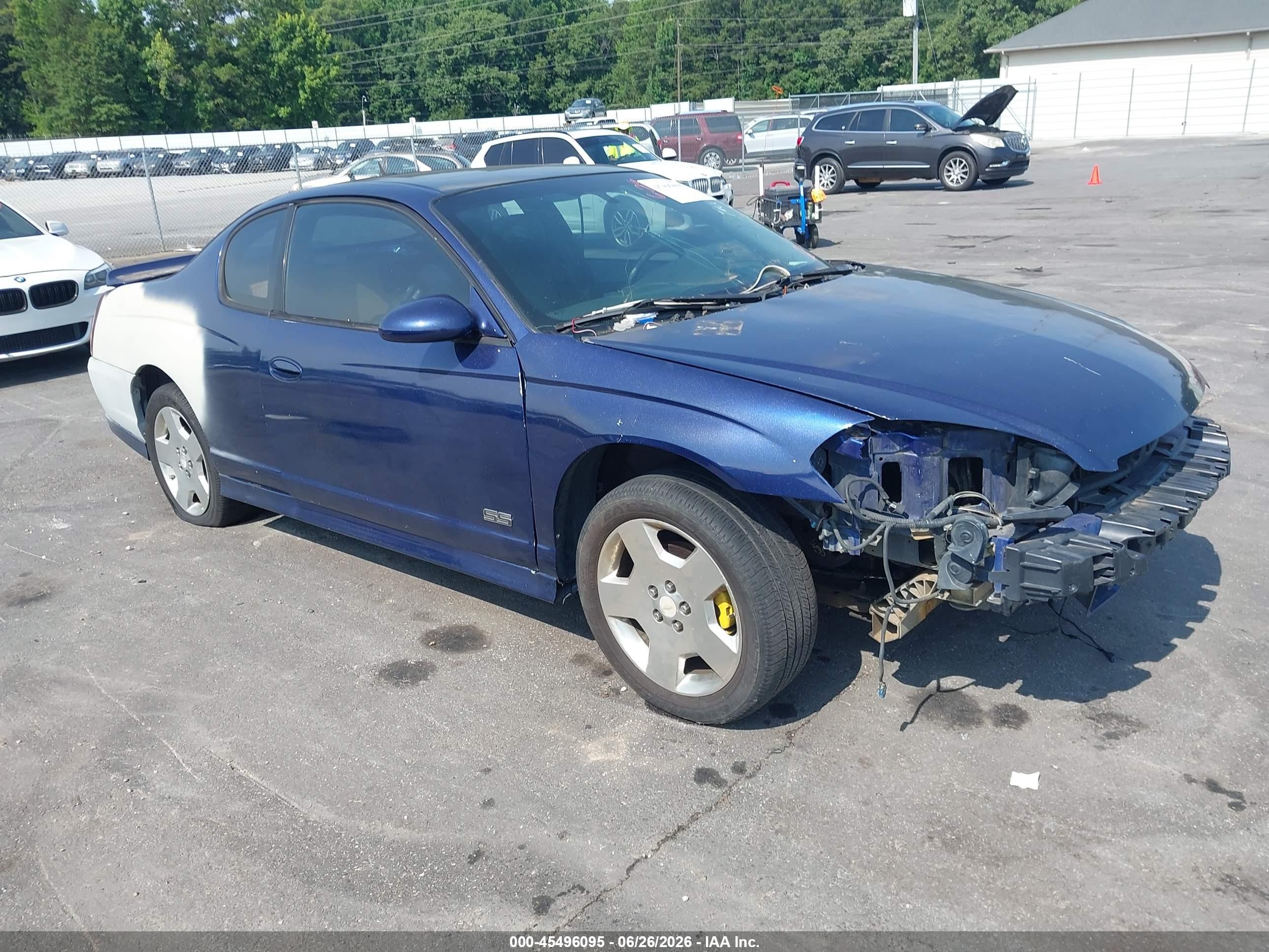 2006 Chevrolet Monte Carlo Ss Blue vin: 2G1WL15C469377612