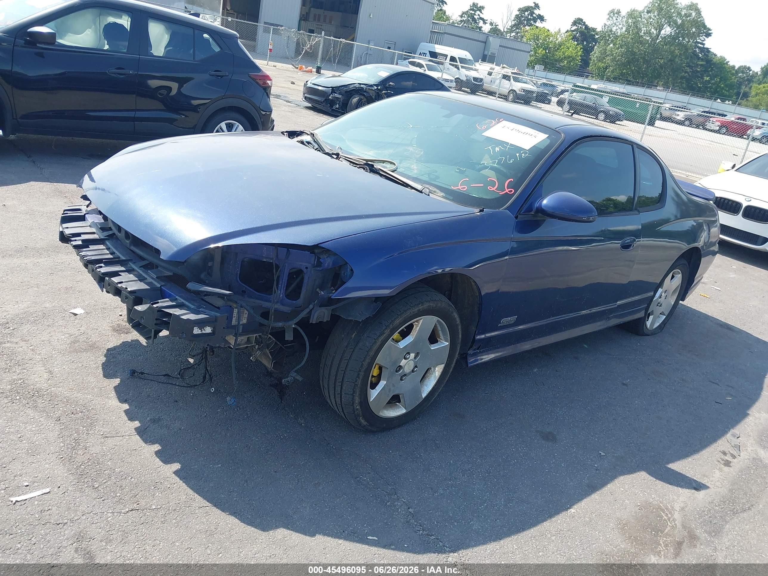 2006 Chevrolet Monte Carlo Ss Blue vin: 2G1WL15C469377612