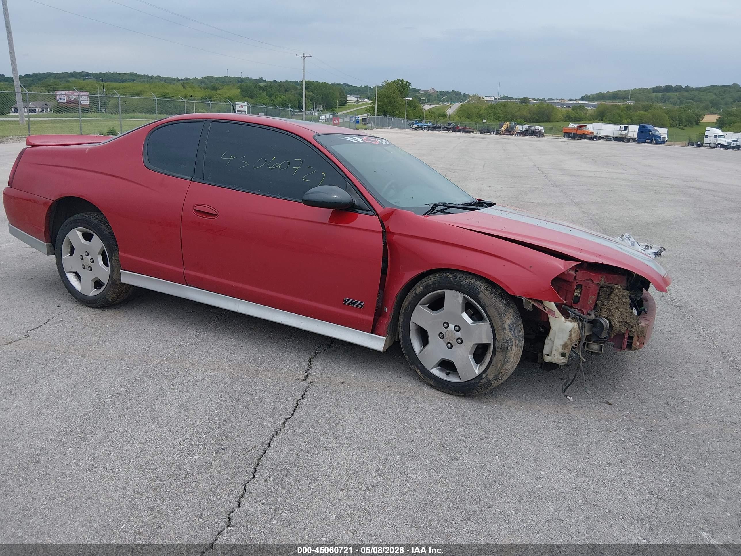 2007 Chevrolet Monte Carlo Ss Red vin: 2G1WL15C579394601