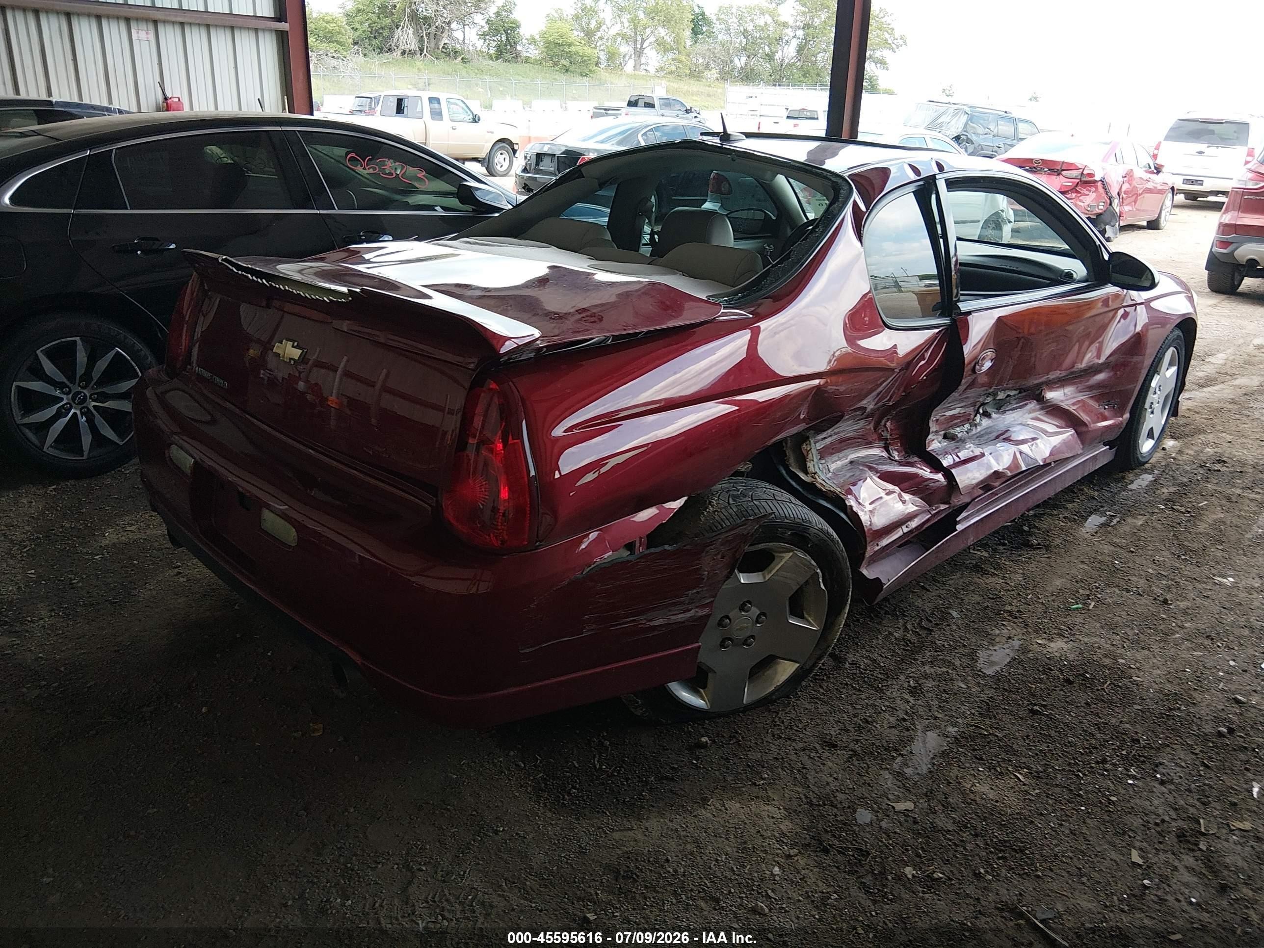 2007 Chevrolet Monte Carlo Ss Red vin: 2G1WL16C679303026