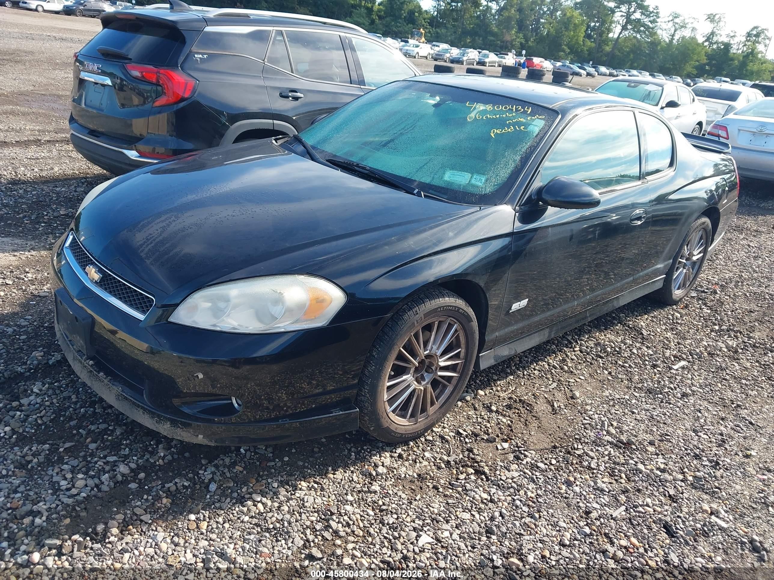 2006 Chevrolet Monte Carlo Ss Black vin: 2G1WL16C769377778