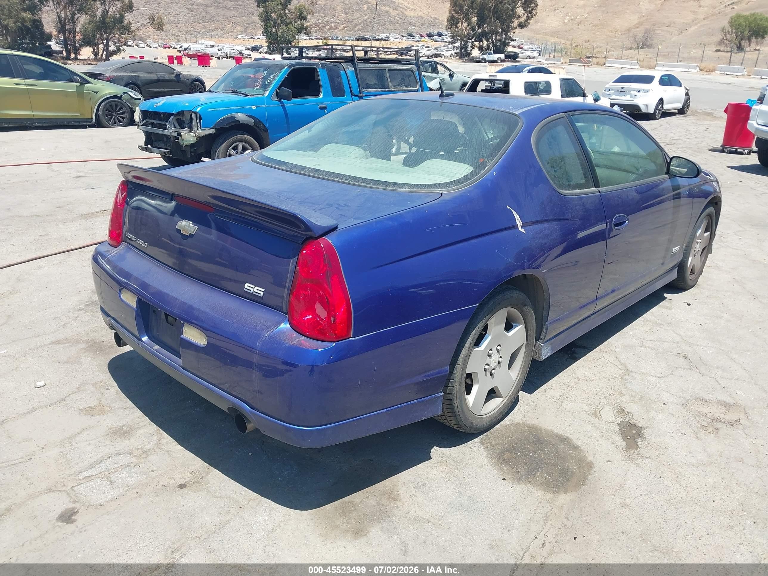 2006 Chevrolet Monte Carlo Ss Синий vin: 2G1WL16C869359726