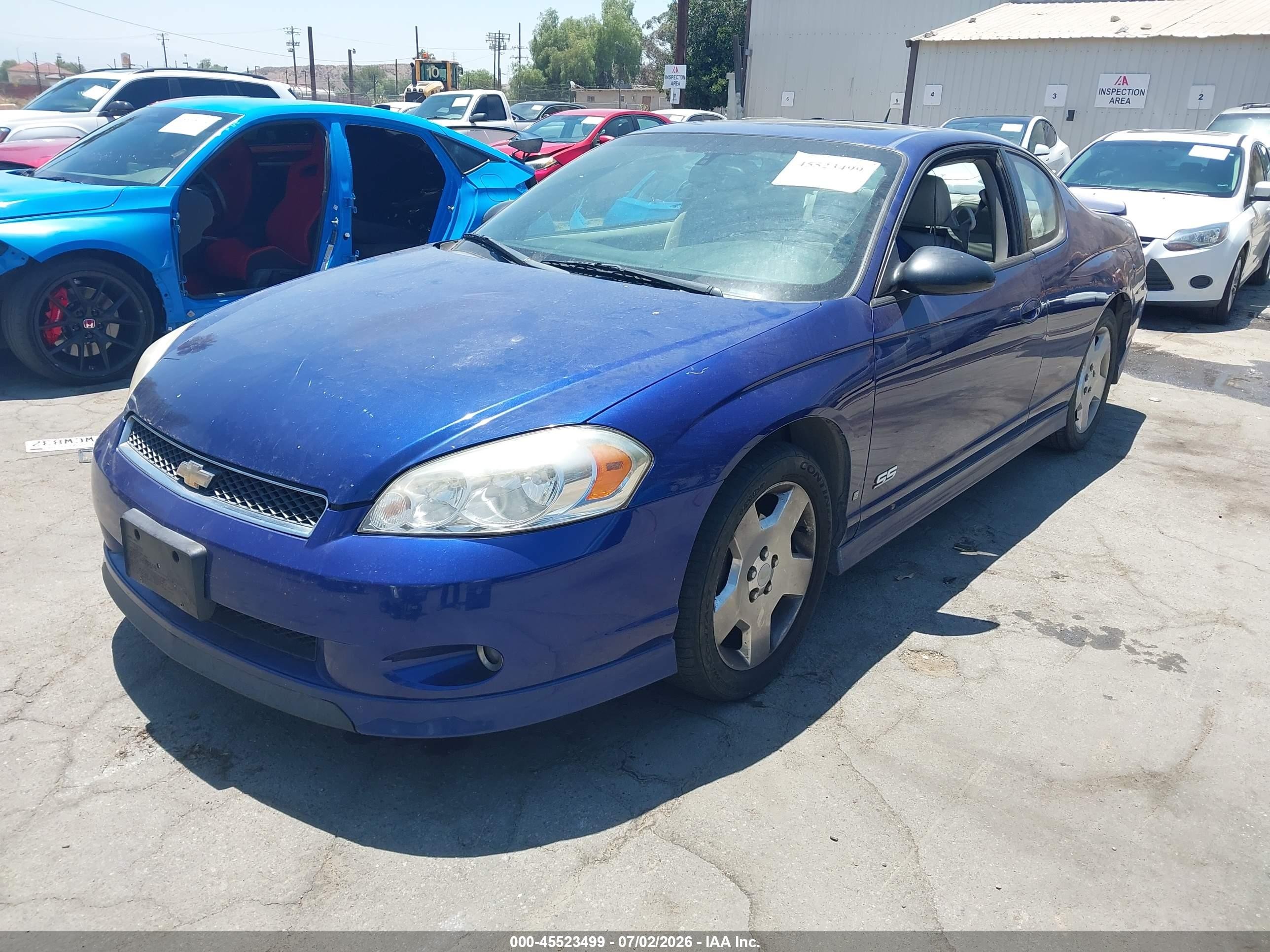 2006 Chevrolet Monte Carlo Ss Синий vin: 2G1WL16C869359726