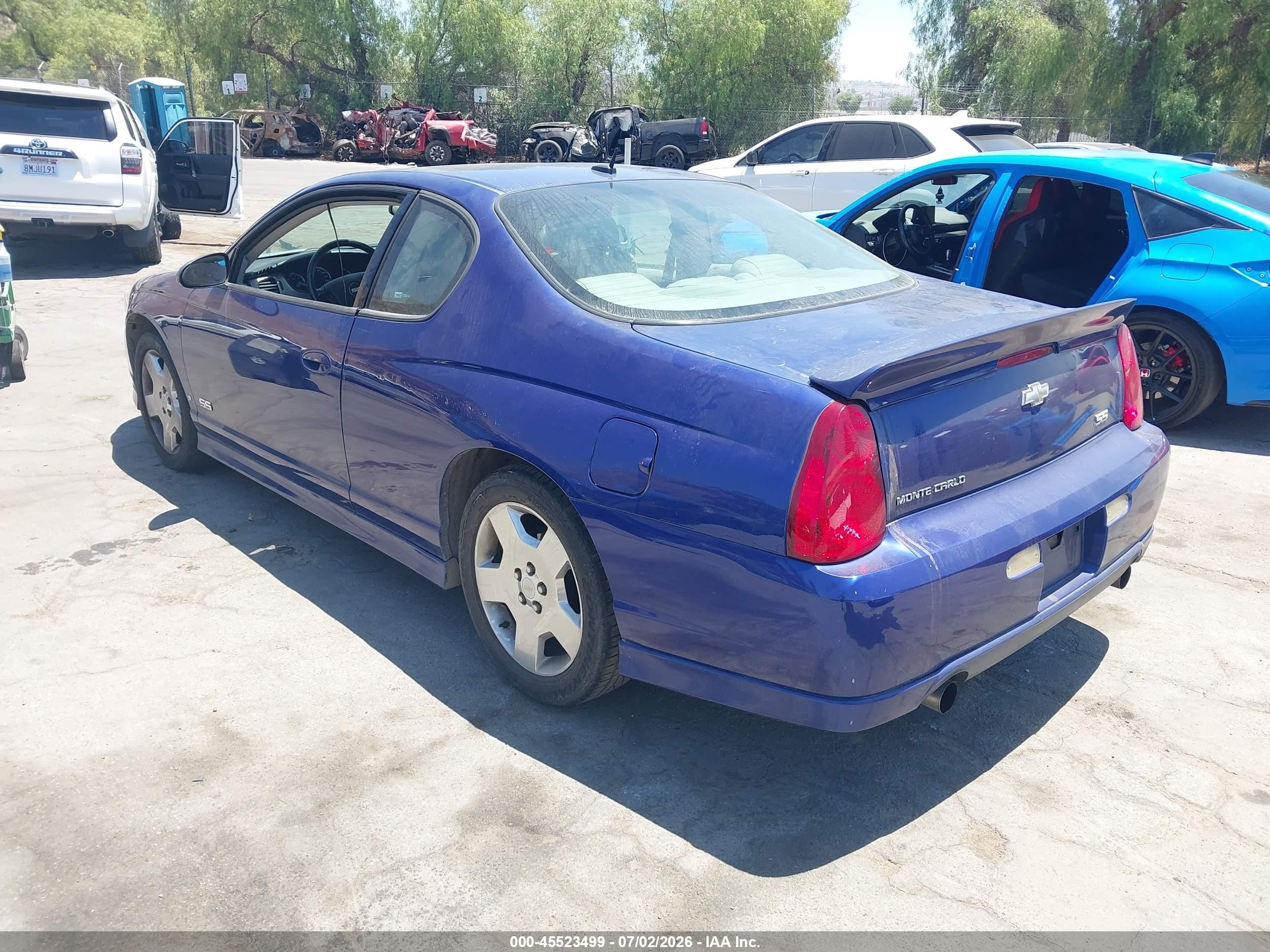 2006 Chevrolet Monte Carlo Ss Синий vin: 2G1WL16C869359726