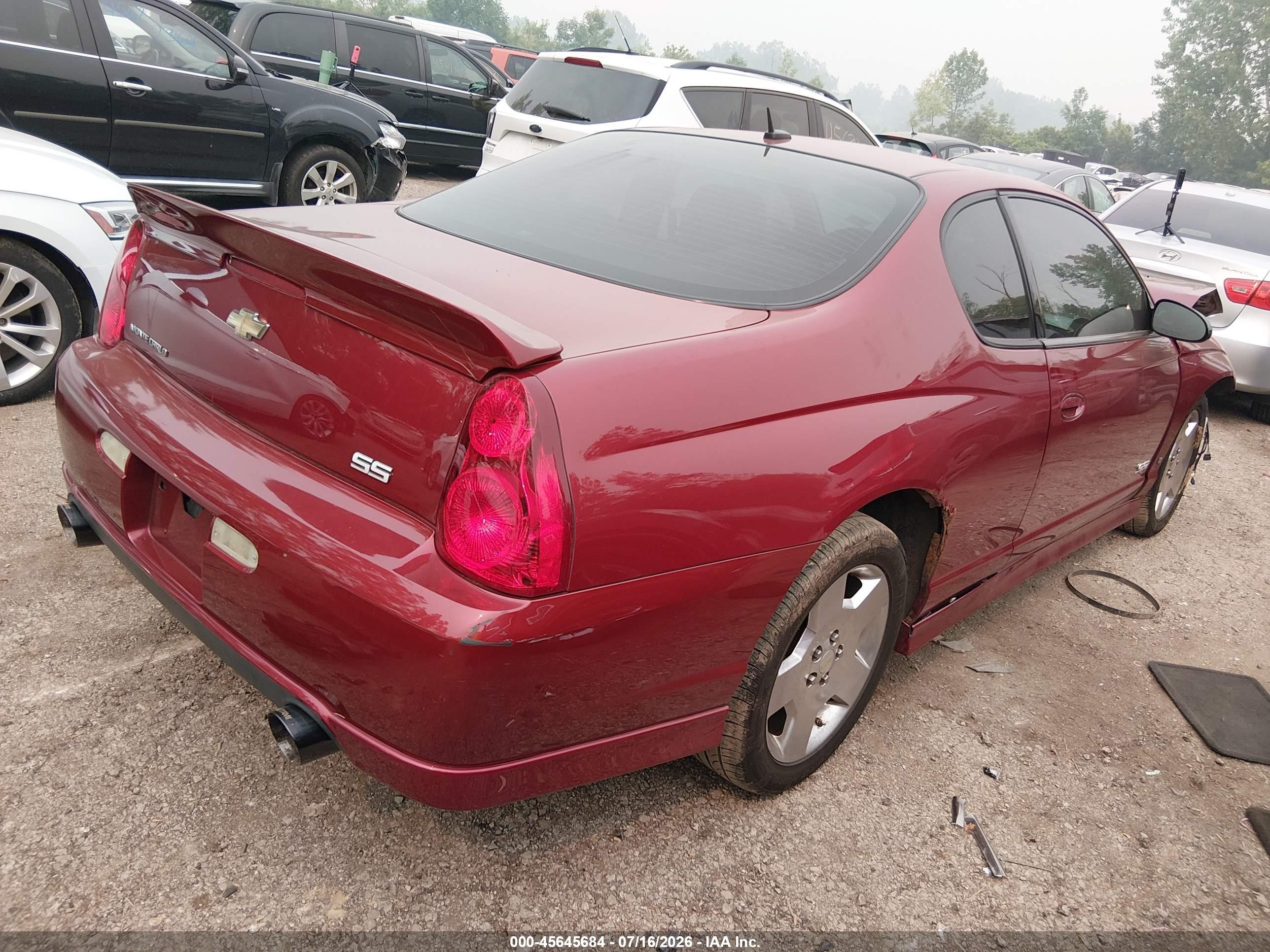 2007 Chevrolet Monte Carlo Ss Red vin: 2G1WL16CX79192822