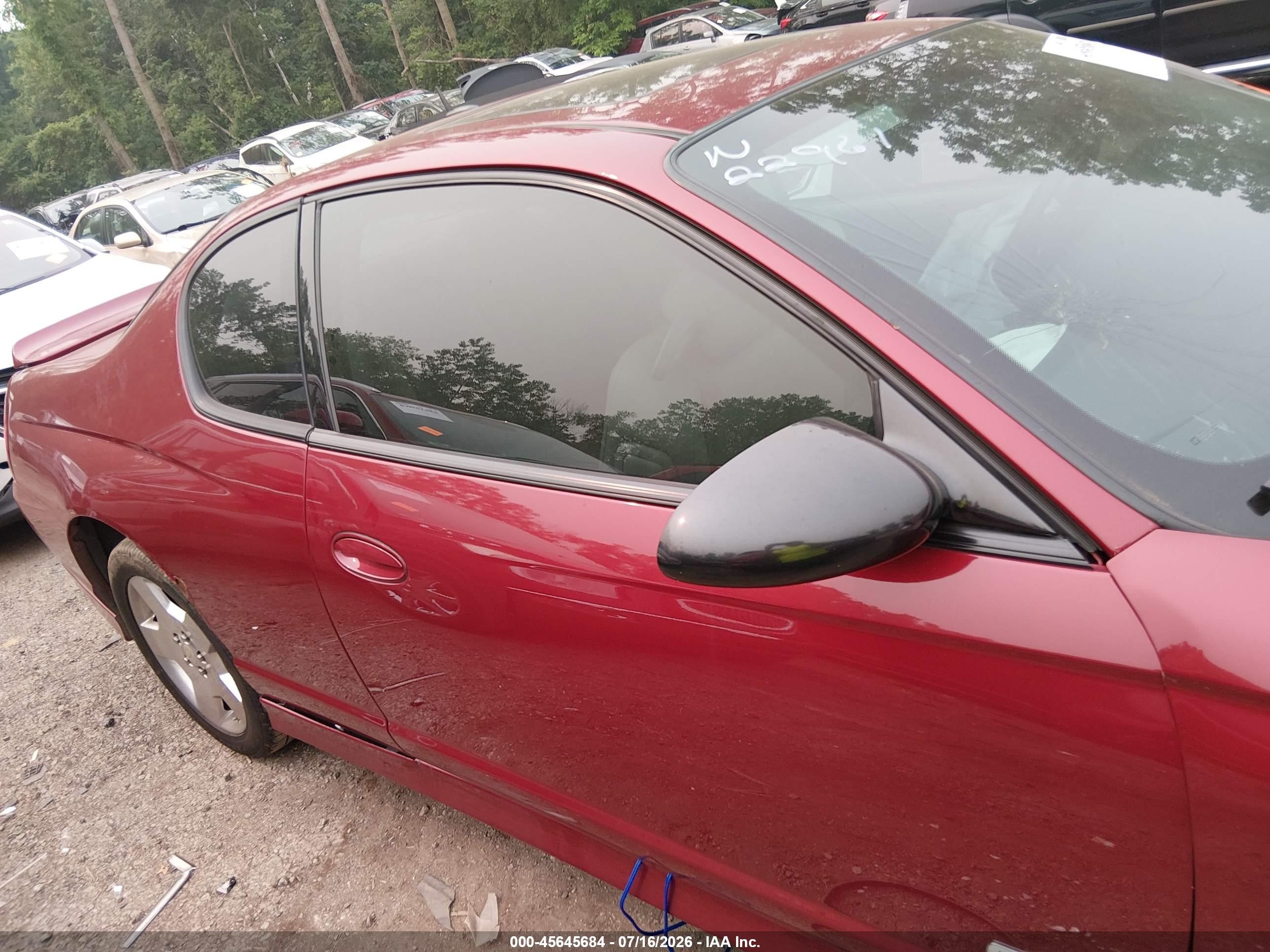 2007 Chevrolet Monte Carlo Ss Red vin: 2G1WL16CX79192822