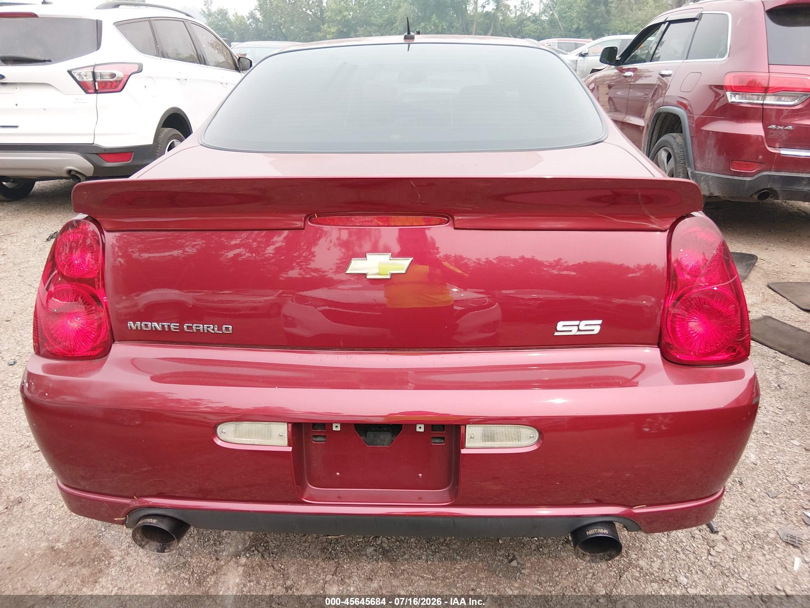 2007 Chevrolet Monte Carlo Ss Red vin: 2G1WL16CX79192822