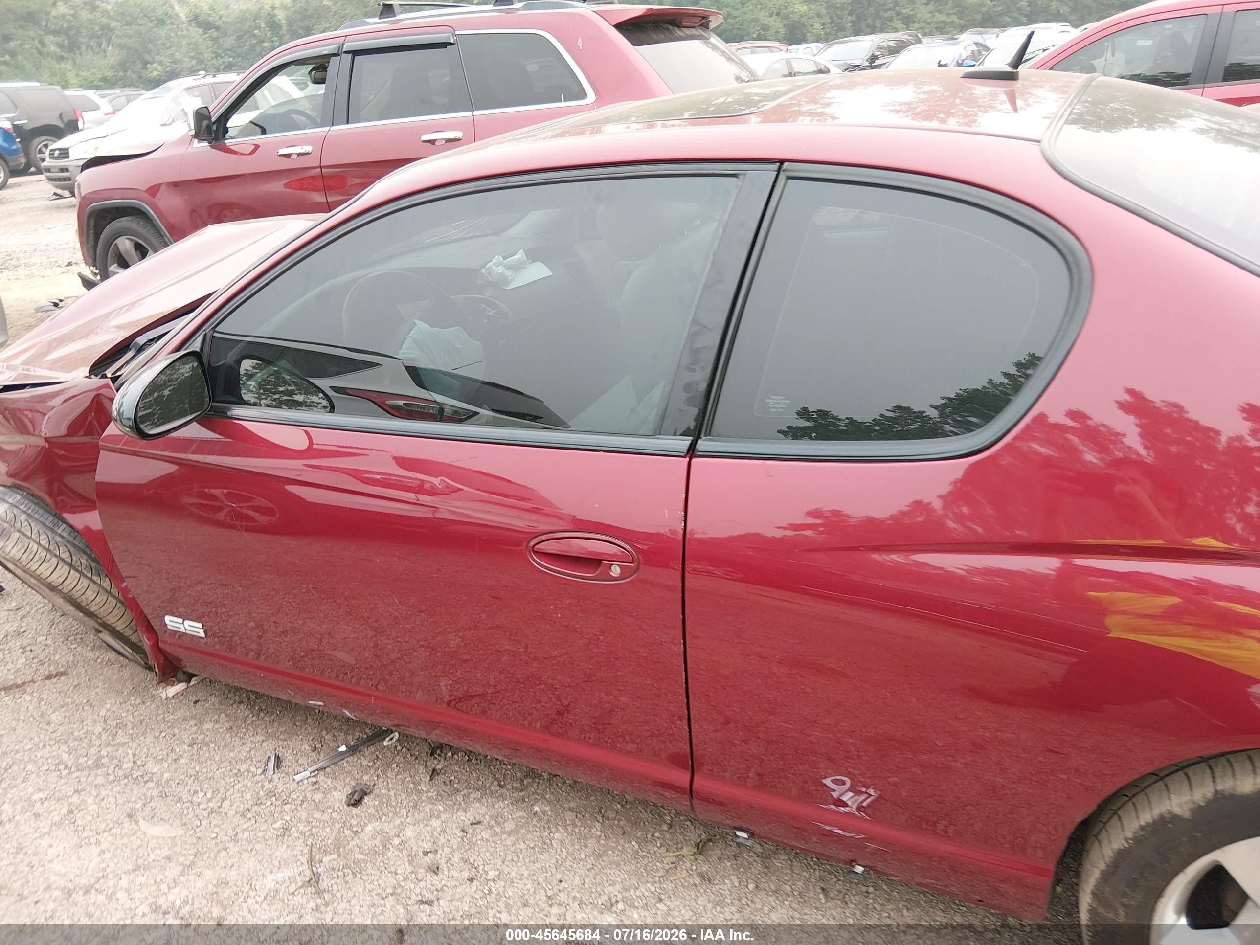 2007 Chevrolet Monte Carlo Ss Red vin: 2G1WL16CX79192822