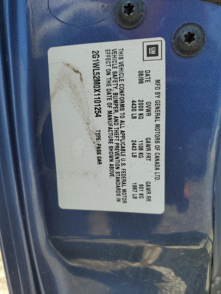 1999 Chevrolet Lumina Base Blue vin: 2G1WL52M0X1101254