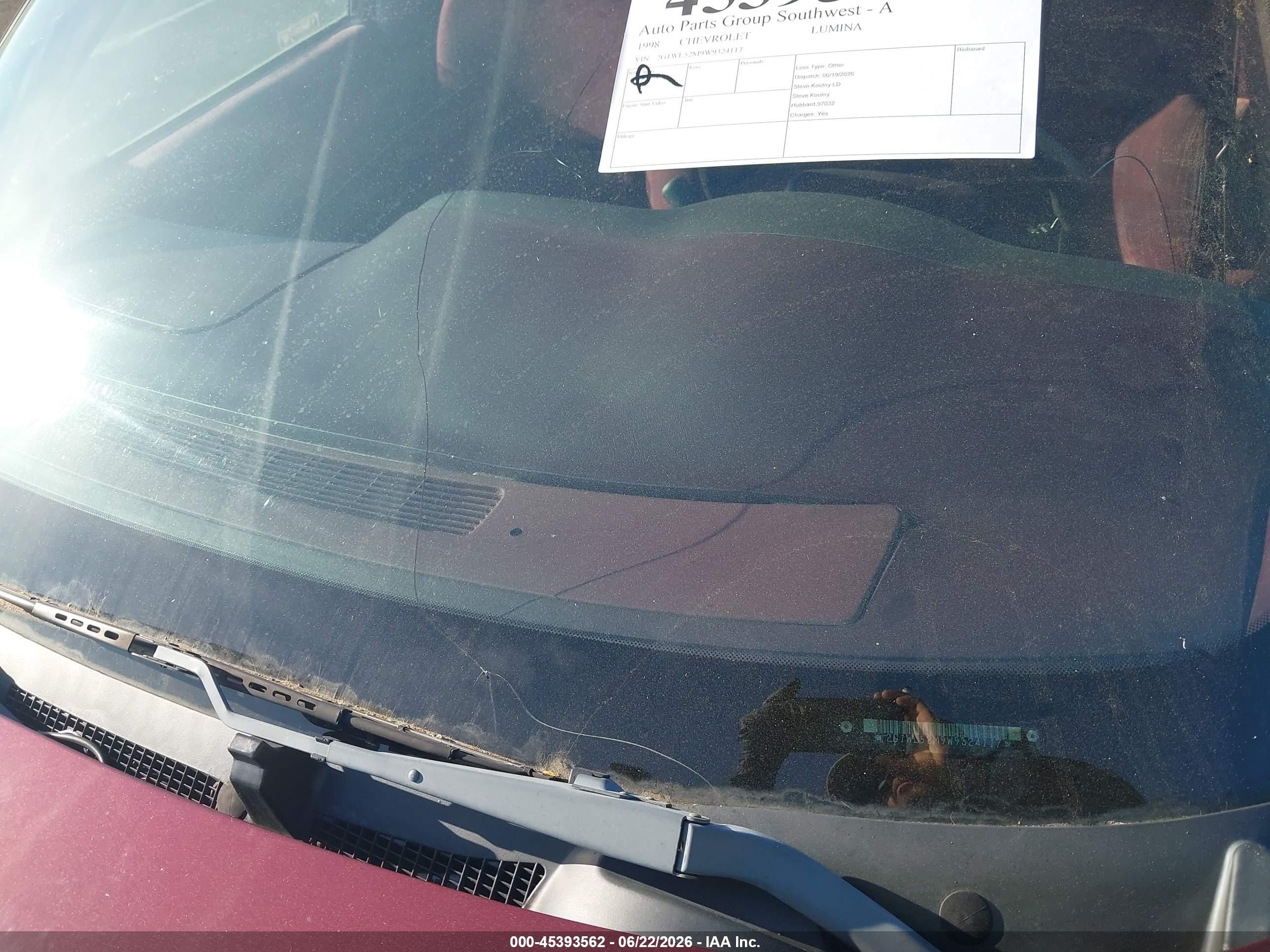 1998 Chevrolet Lumina Ls Maroon vin: 2G1WL52M9W9324117