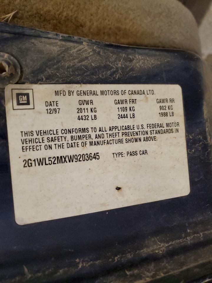 1998 Chevrolet Lumina Base Blue vin: 2G1WL52MXW9203645