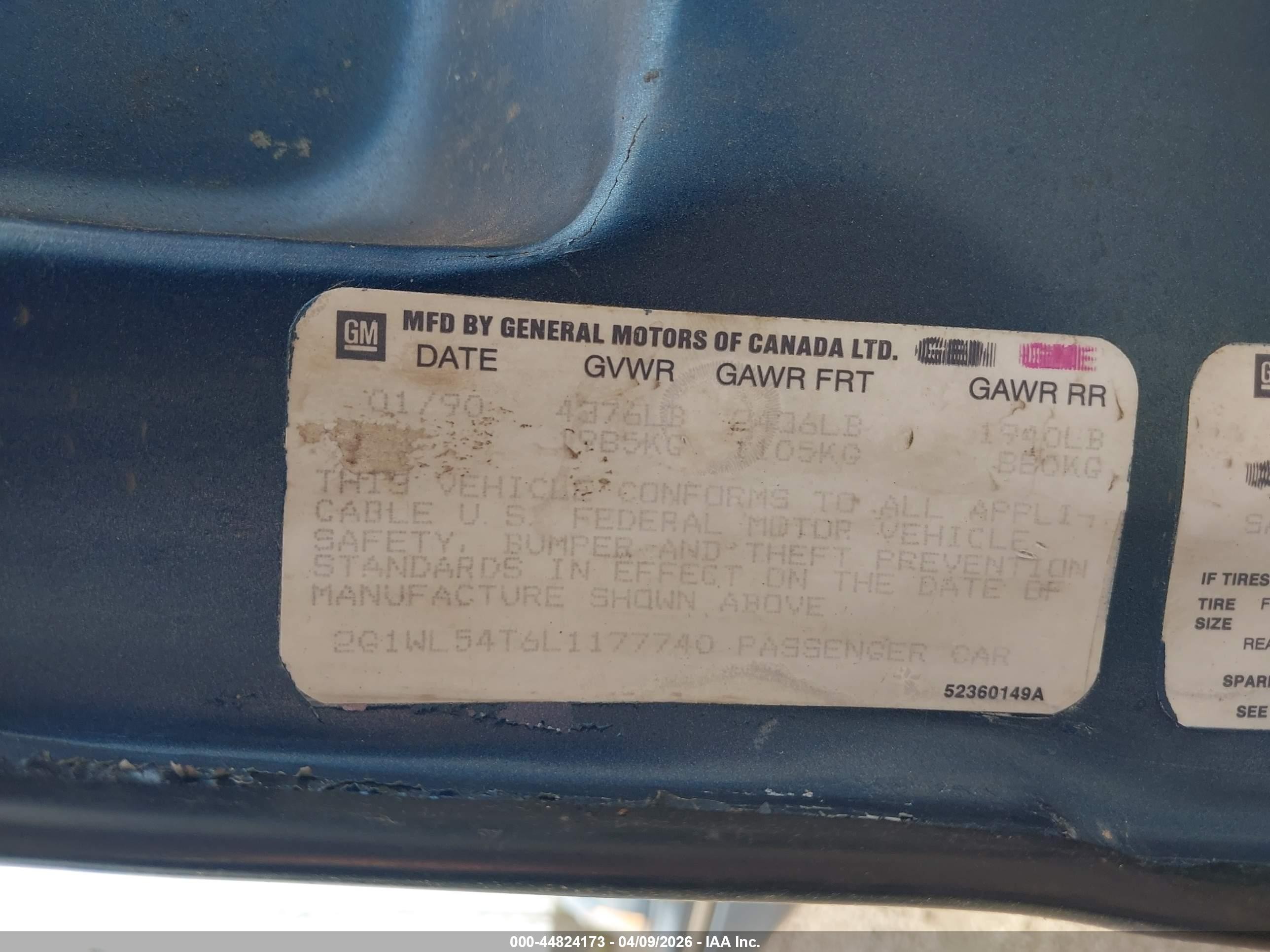 1990 Chevrolet Lumina   Blue vin: 2G1WL54T6L1177740
