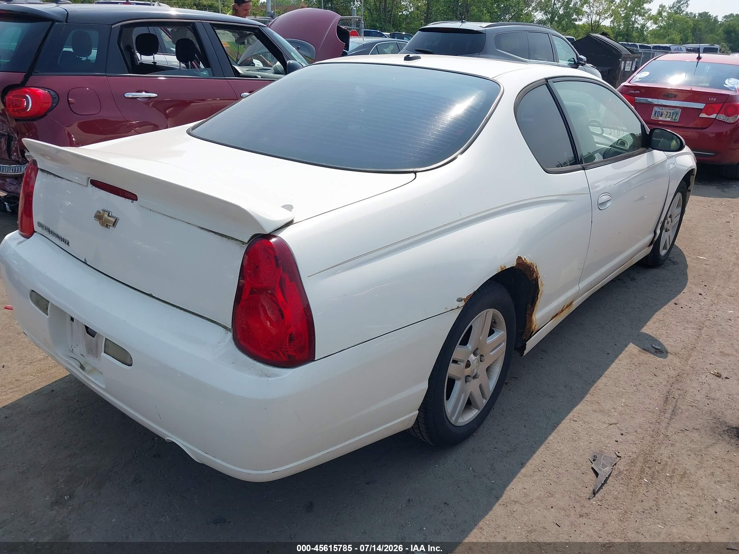 2006 Chevrolet Monte Carlo Ltz White vin: 2G1WN151869347585