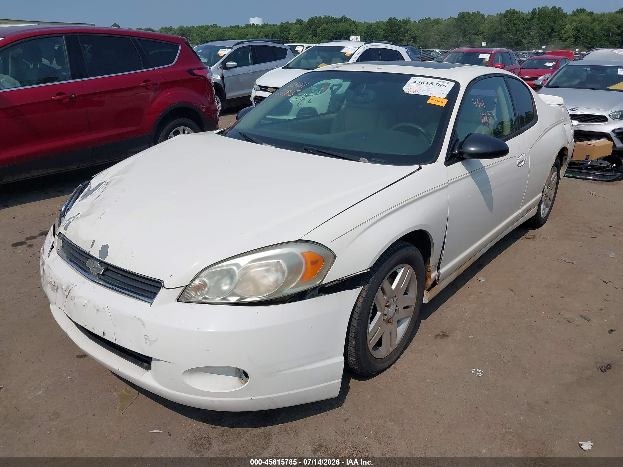 2006 Chevrolet Monte Carlo Ltz White vin: 2G1WN151869347585