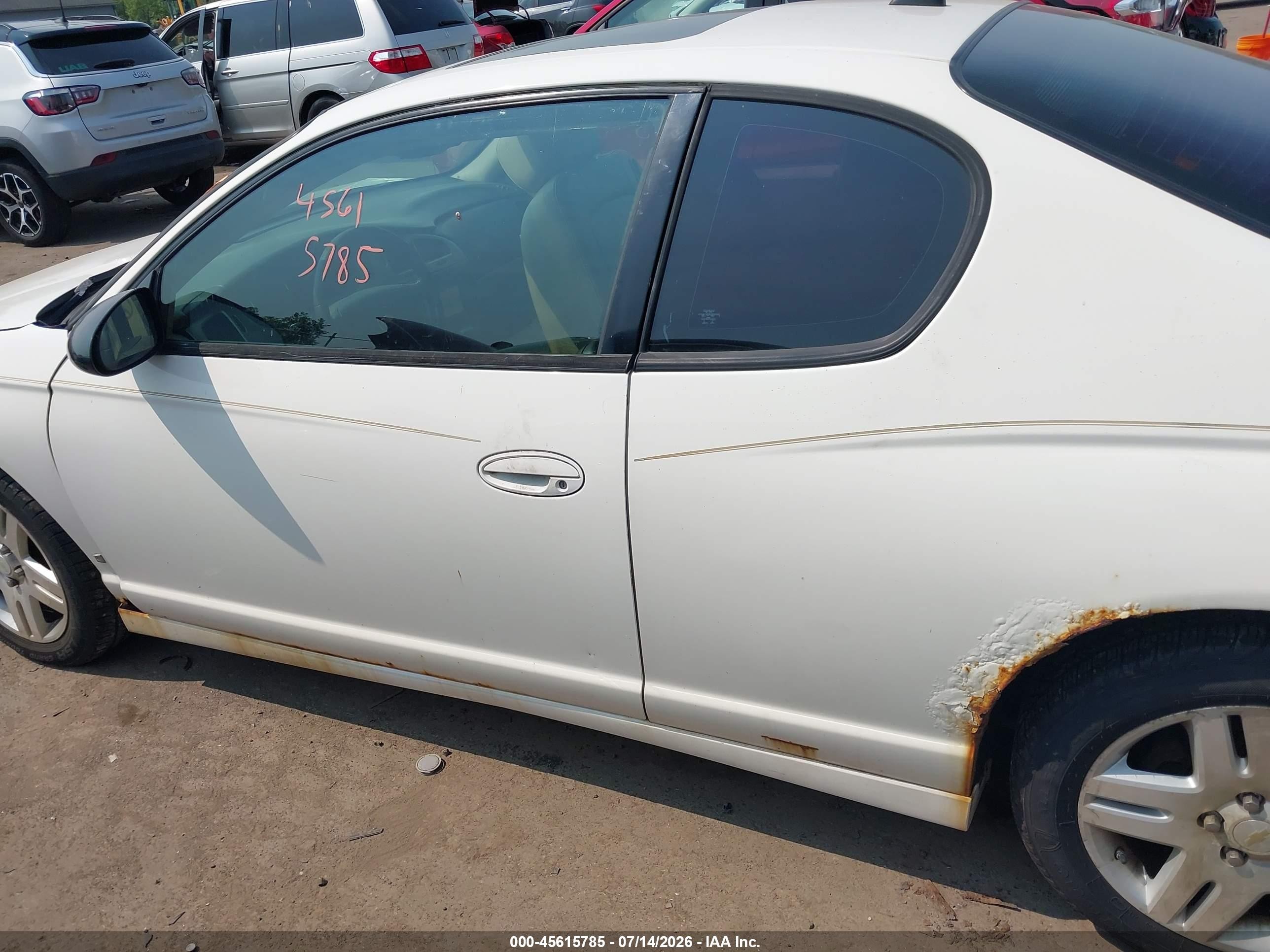 2006 Chevrolet Monte Carlo Ltz White vin: 2G1WN151869347585