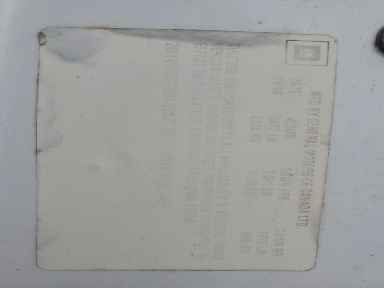 1996 Chevrolet Lumina Ls White vin: 2G1WN52M9T1208758