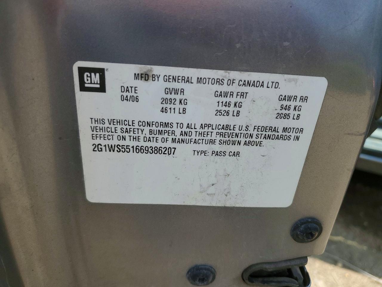 2006 Chevrolet Impala Police Silver vin: 2G1WS551669386207