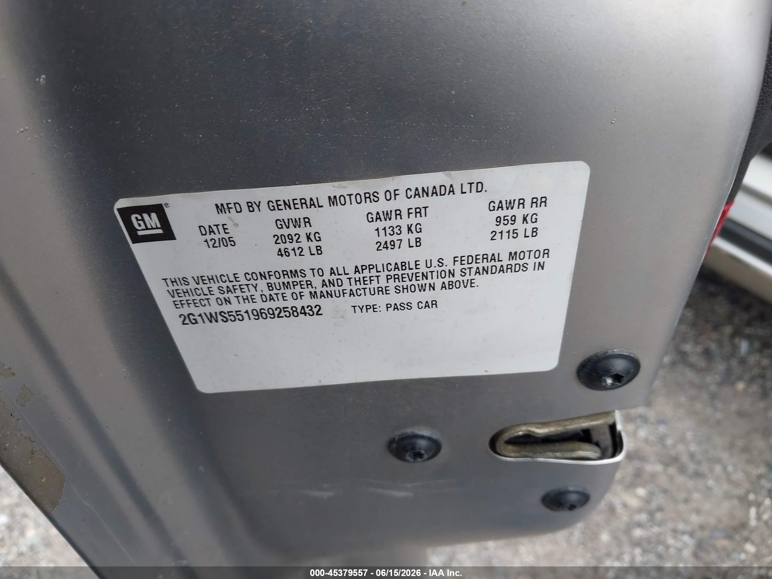 2006 Chevrolet Impala Police Silver vin: 2G1WS551969258432