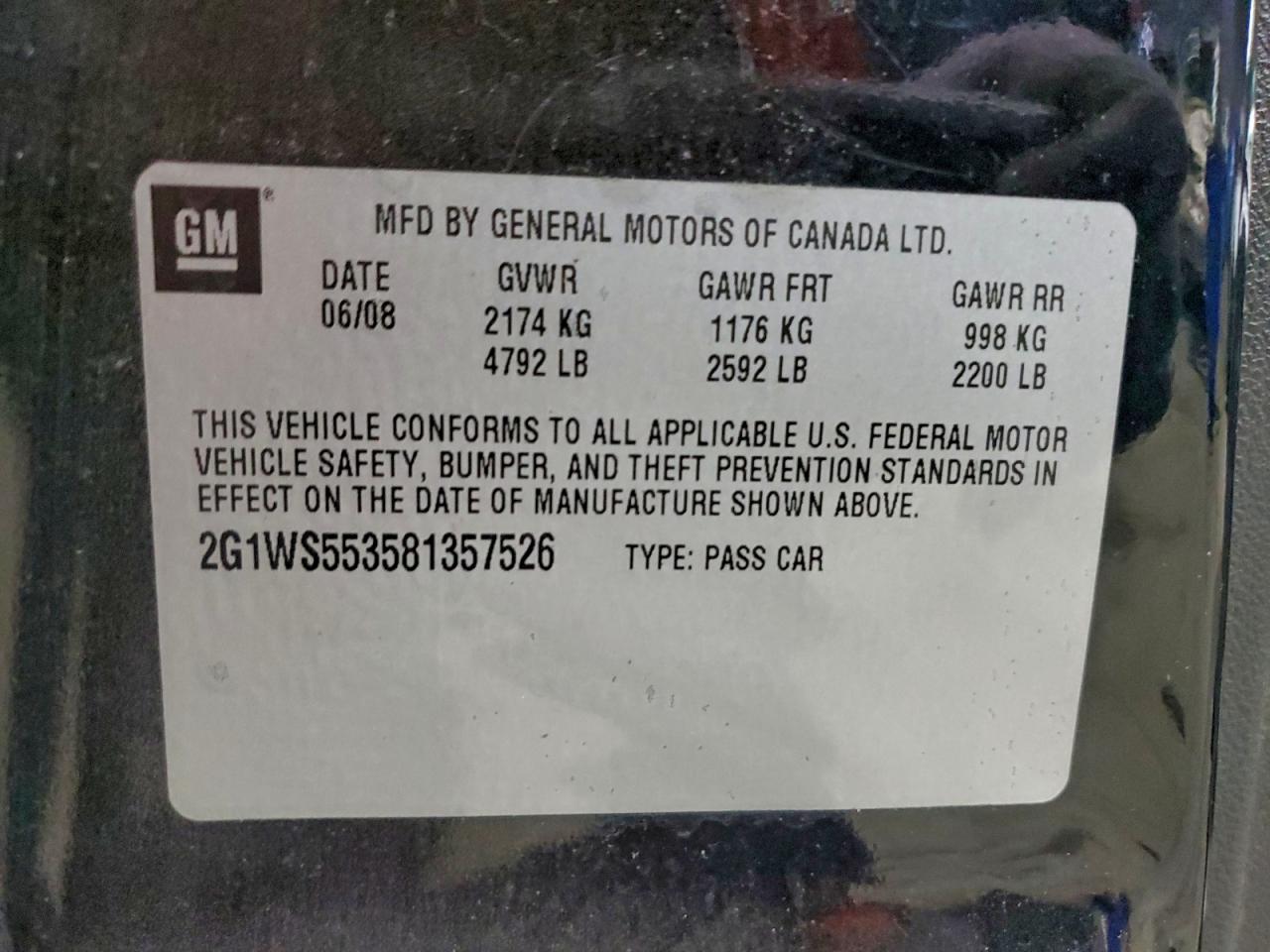 2008 Chevrolet Impala Police Black vin: 2G1WS553581357526