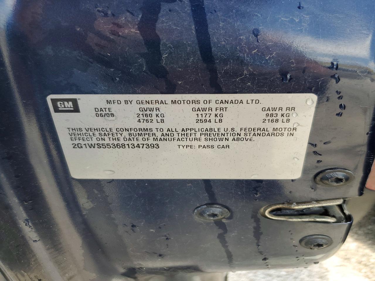 2008 Chevrolet Impala Police Blue vin: 2G1WS553681347393