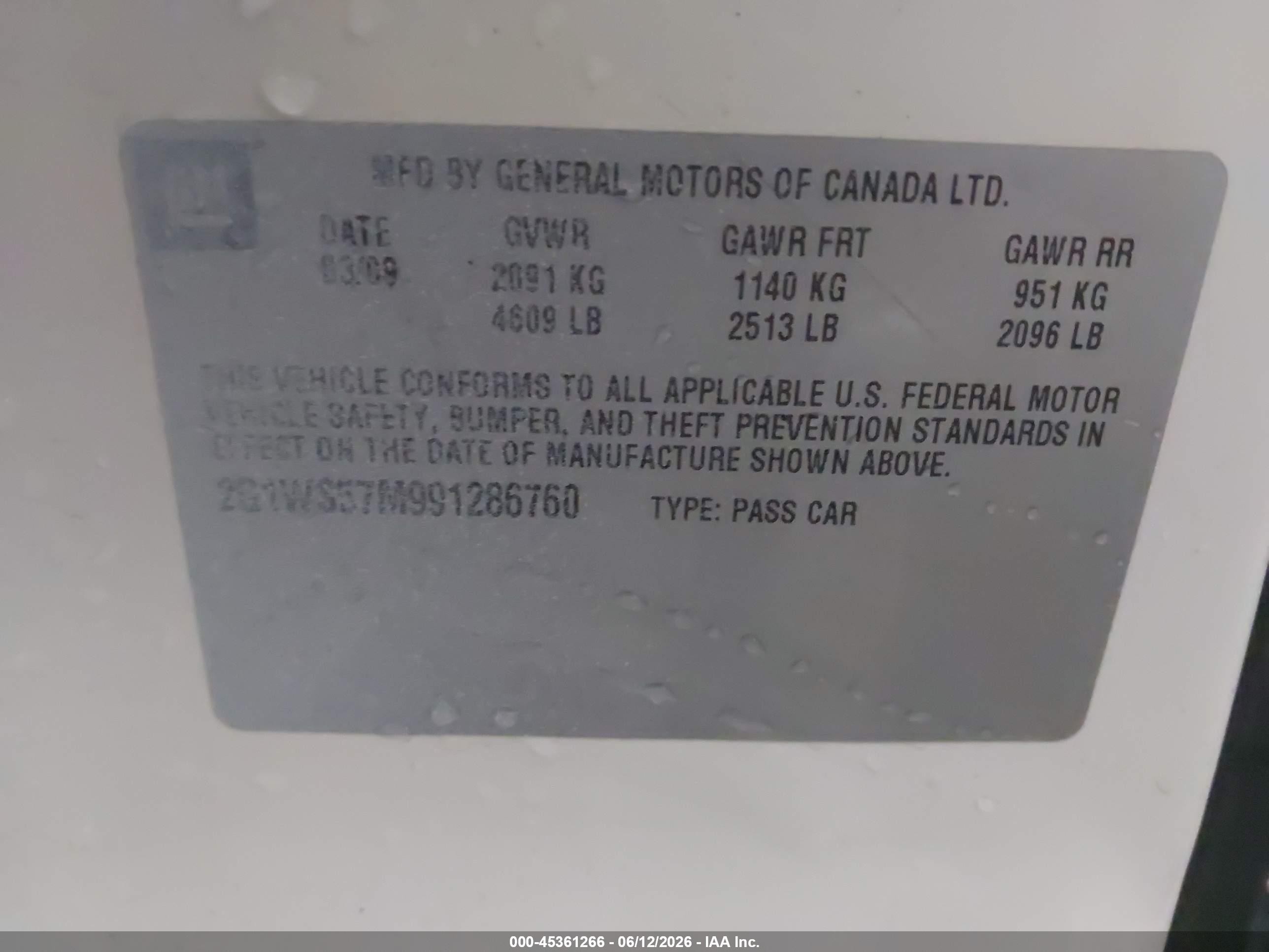 2009 Chevrolet Impala Police White vin: 2G1WS57M991286760