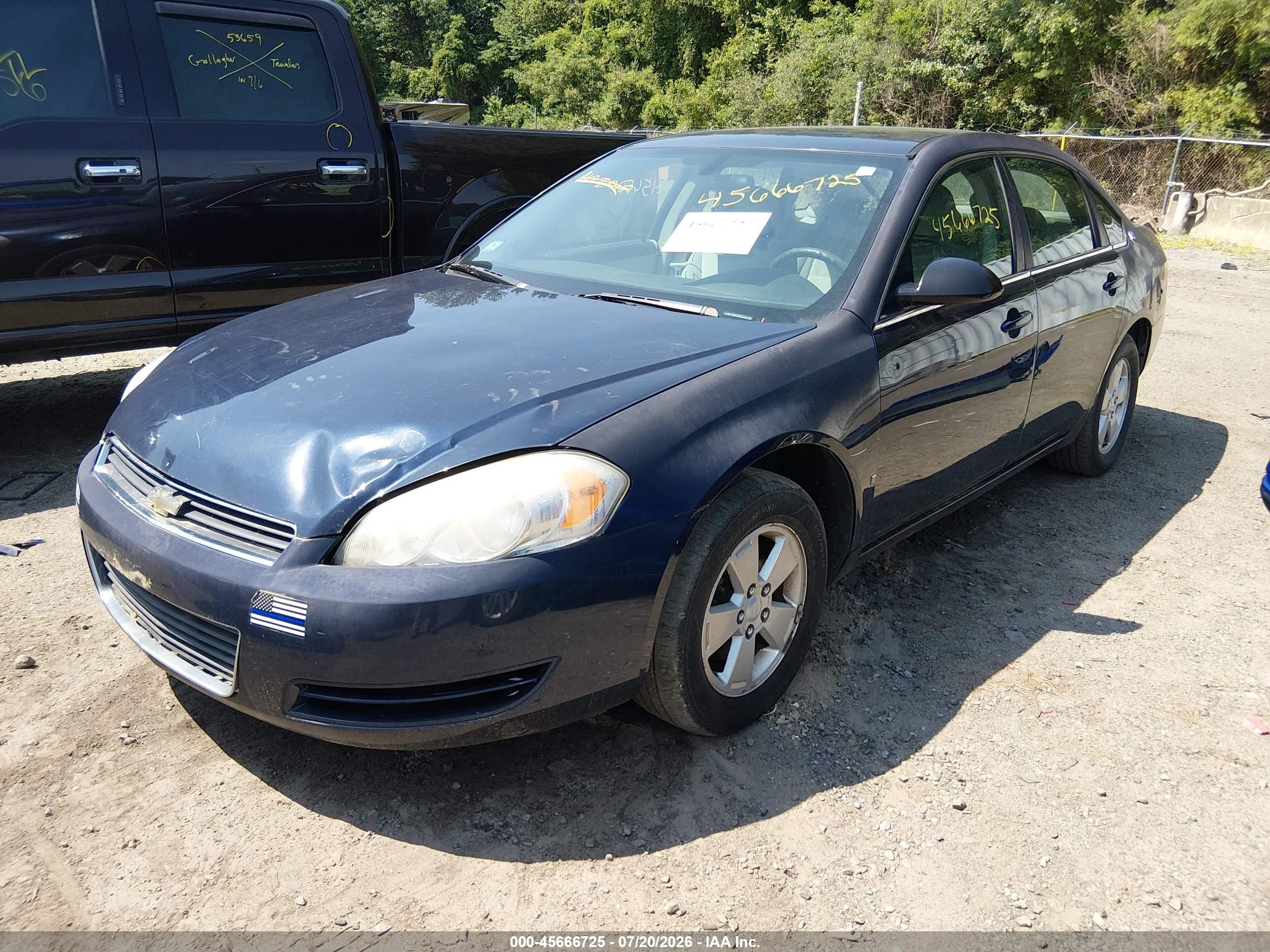 2008 Chevrolet Impala Lt Blue vin: 2G1WT55K889132782