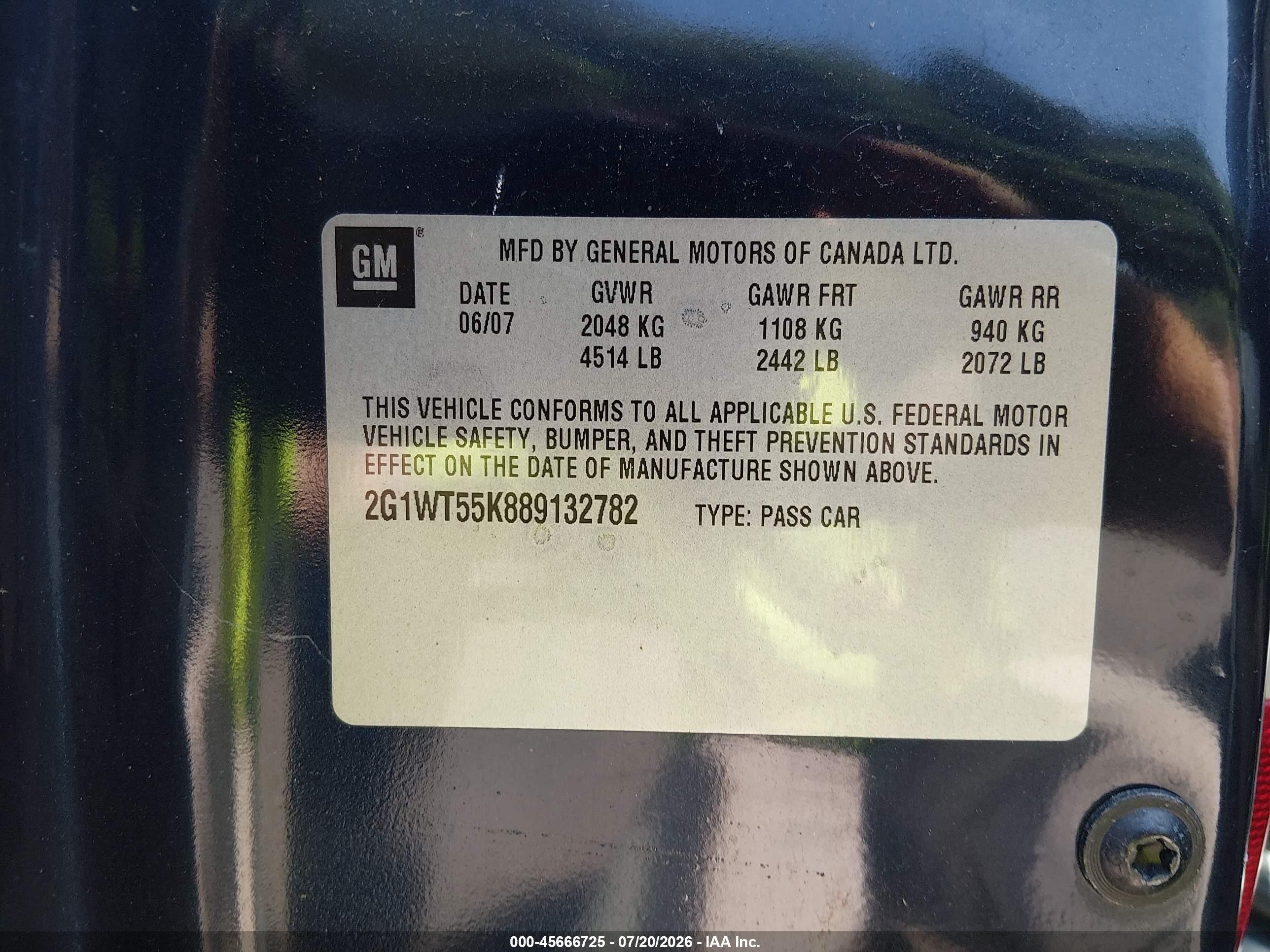 2008 Chevrolet Impala Lt Blue vin: 2G1WT55K889132782