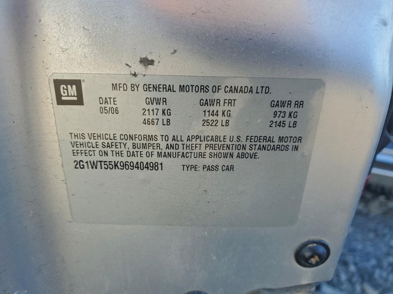 2006 Chevrolet Impala Lt Серебряный vin: 2G1WT55K969404981