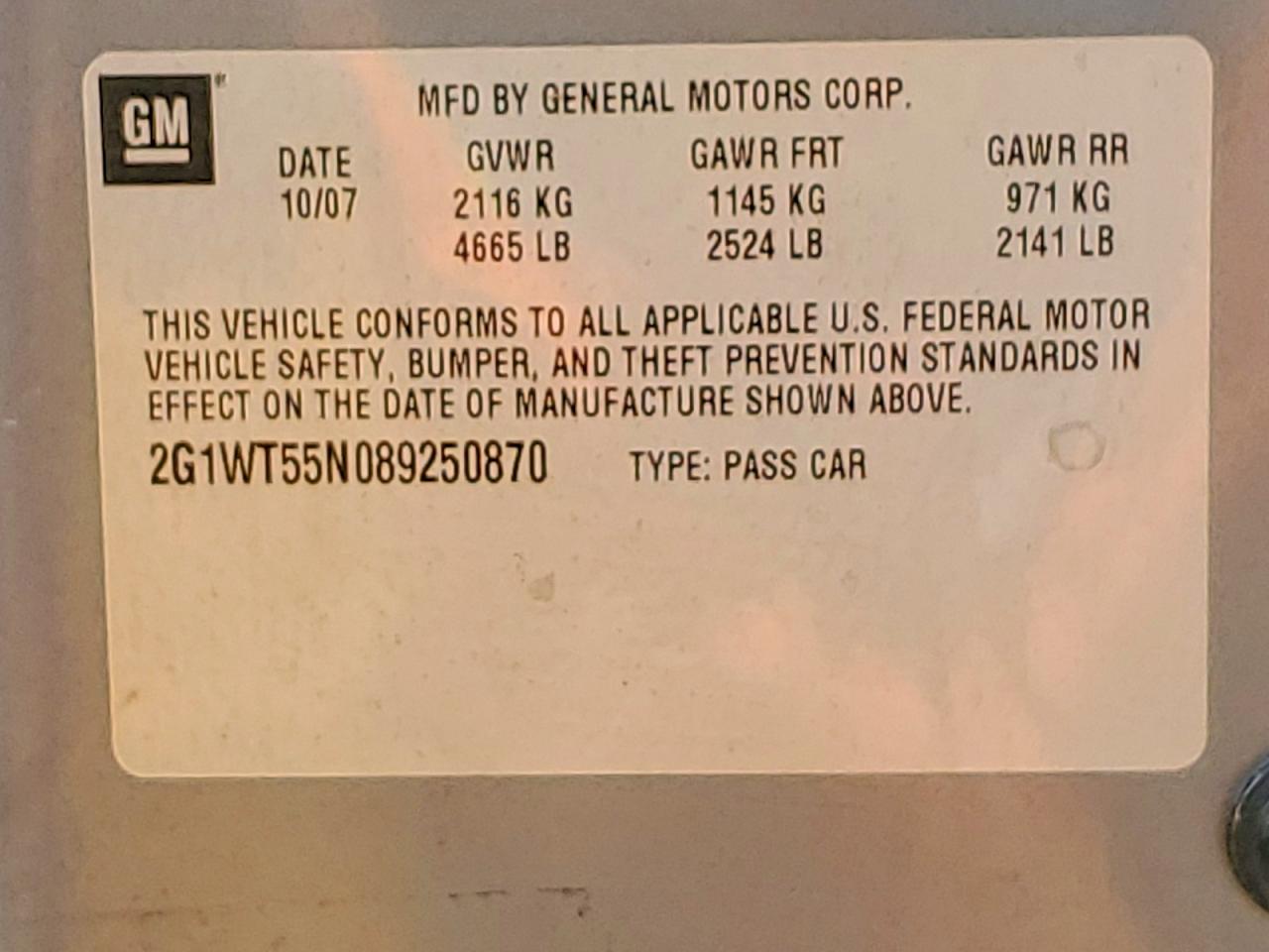 2008 Chevrolet Impala Lt Gray vin: 2G1WT55N089250870