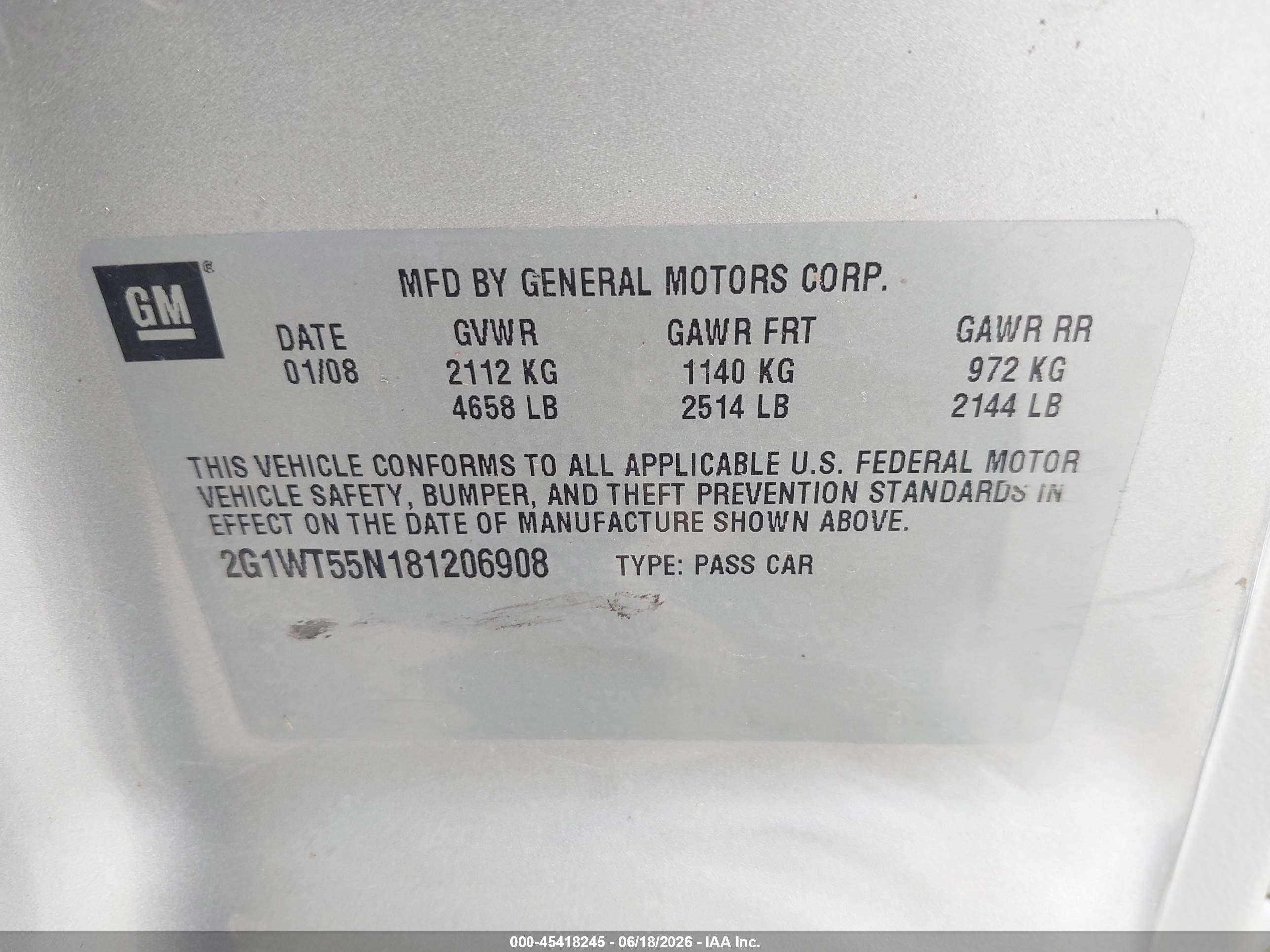 2008 Chevrolet Impala Lt Silver vin: 2G1WT55N181206908