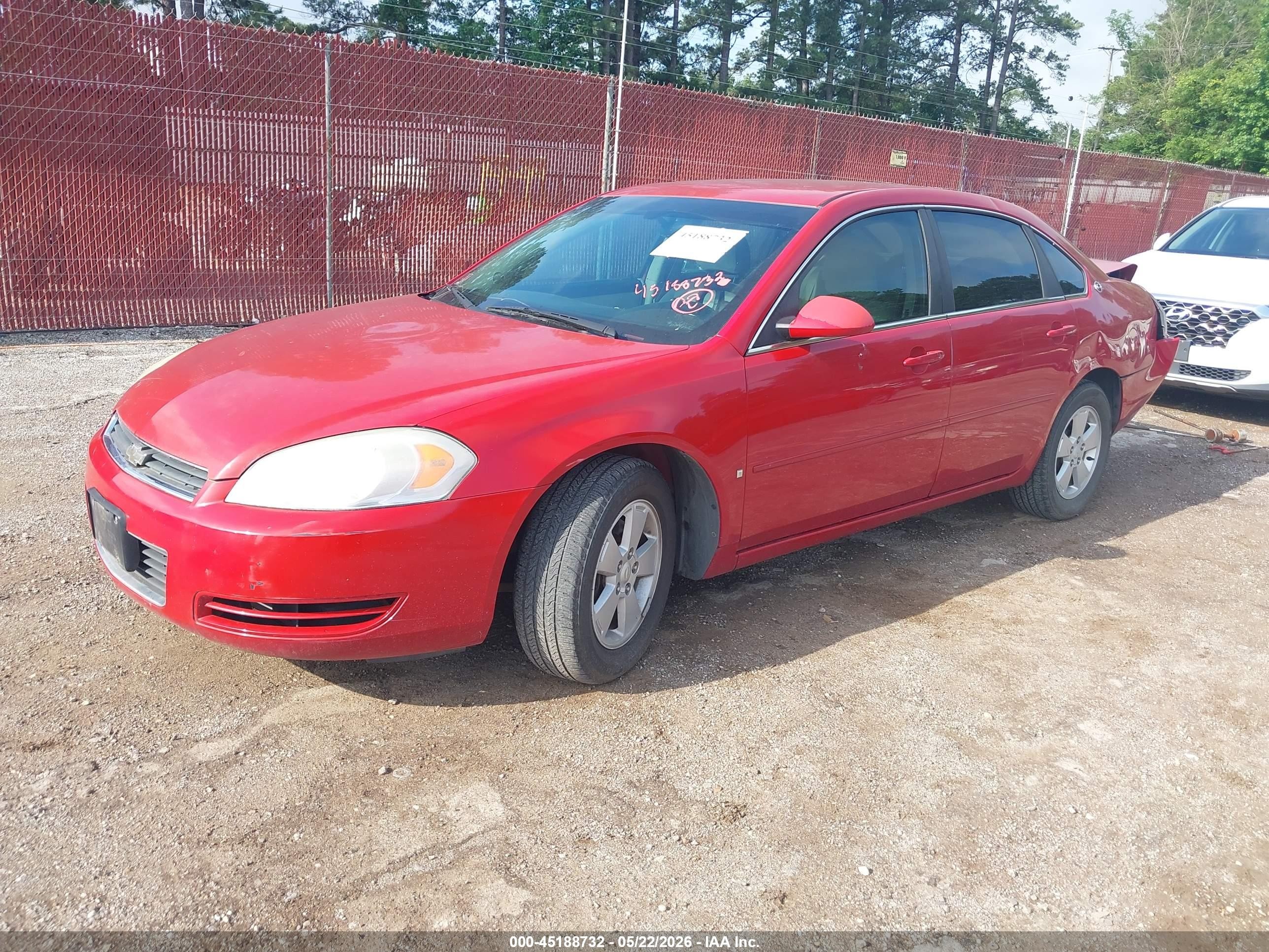 2008 Chevrolet Impala Lt Red vin: 2G1WT55N281310985