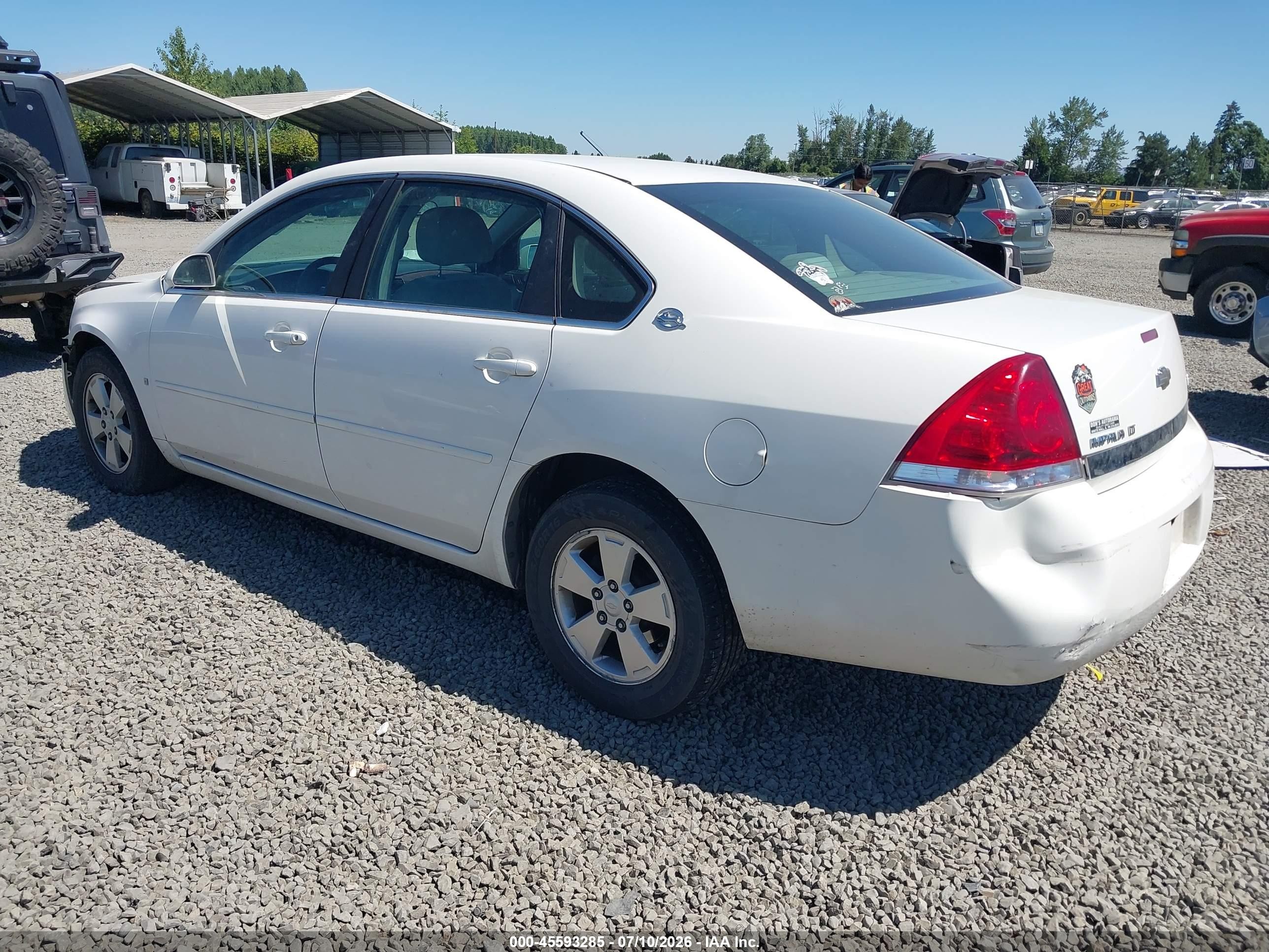 2008 Chevrolet Impala Lt White vin: 2G1WT55N381283652