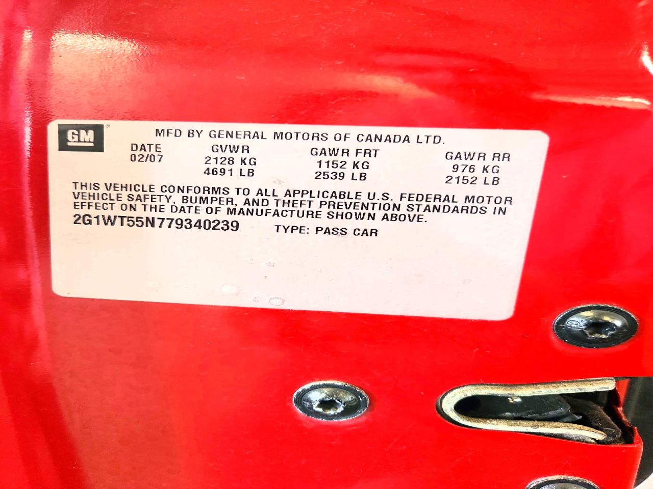 2007 Chevrolet Impala Lt Red vin: 2G1WT55N779340239