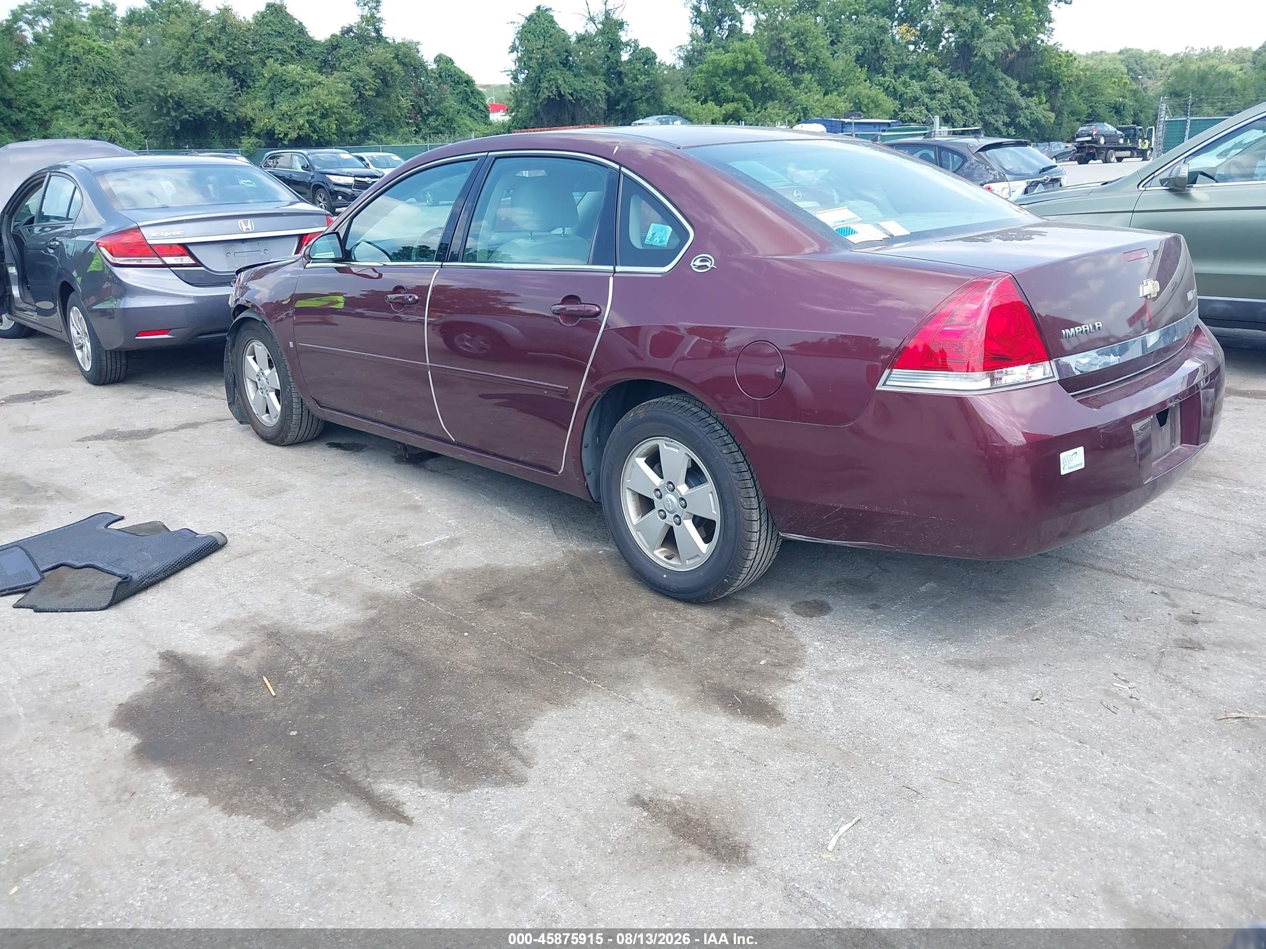 2007 Chevrolet Impala Lt Maroon vin: 2G1WT55NX79300527