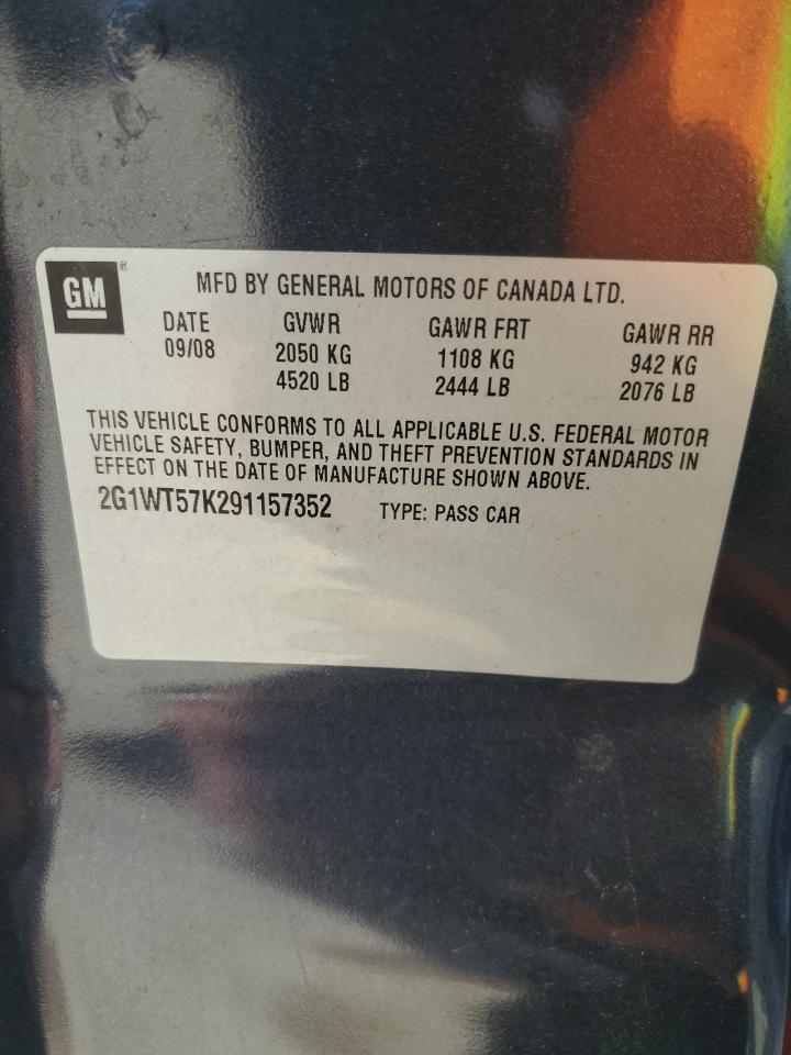 2009 Chevrolet Impala 1lt Charcoal vin: 2G1WT57K291157352