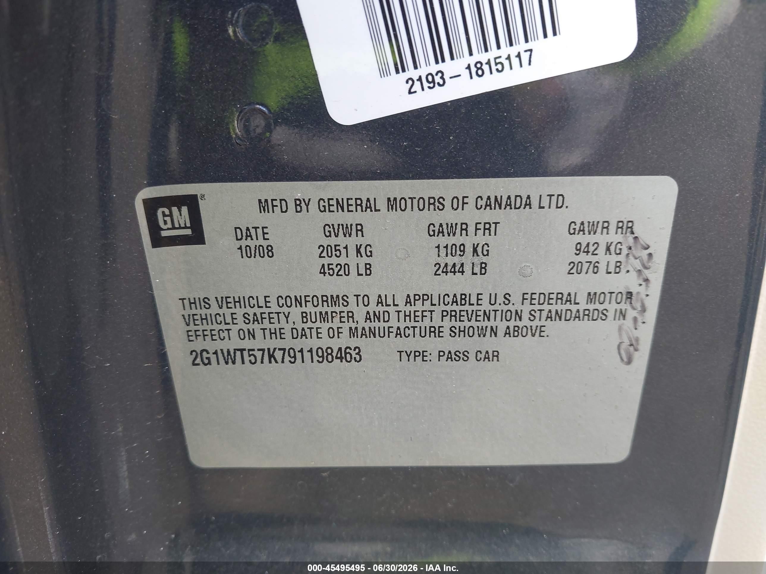 2009 Chevrolet Impala Lt Gray vin: 2G1WT57K791198463