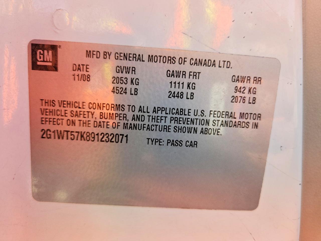 2009 Chevrolet Impala 1lt White vin: 2G1WT57K891232071