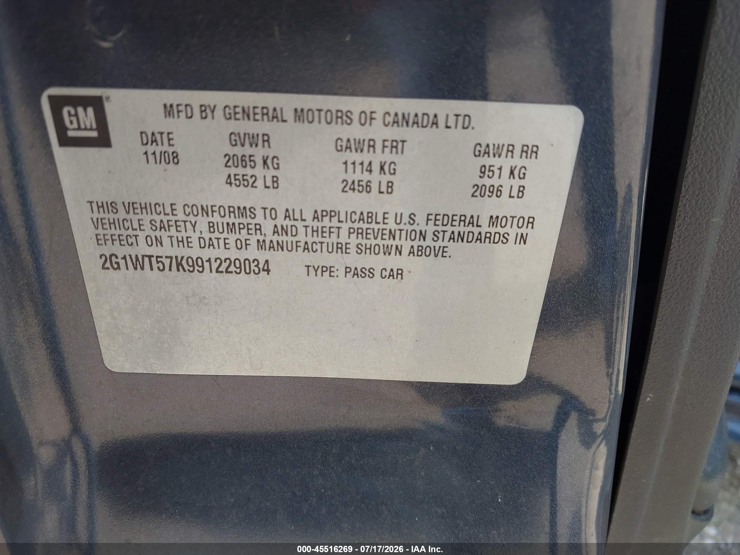 2009 Chevrolet Impala Lt Gray vin: 2G1WT57K991229034