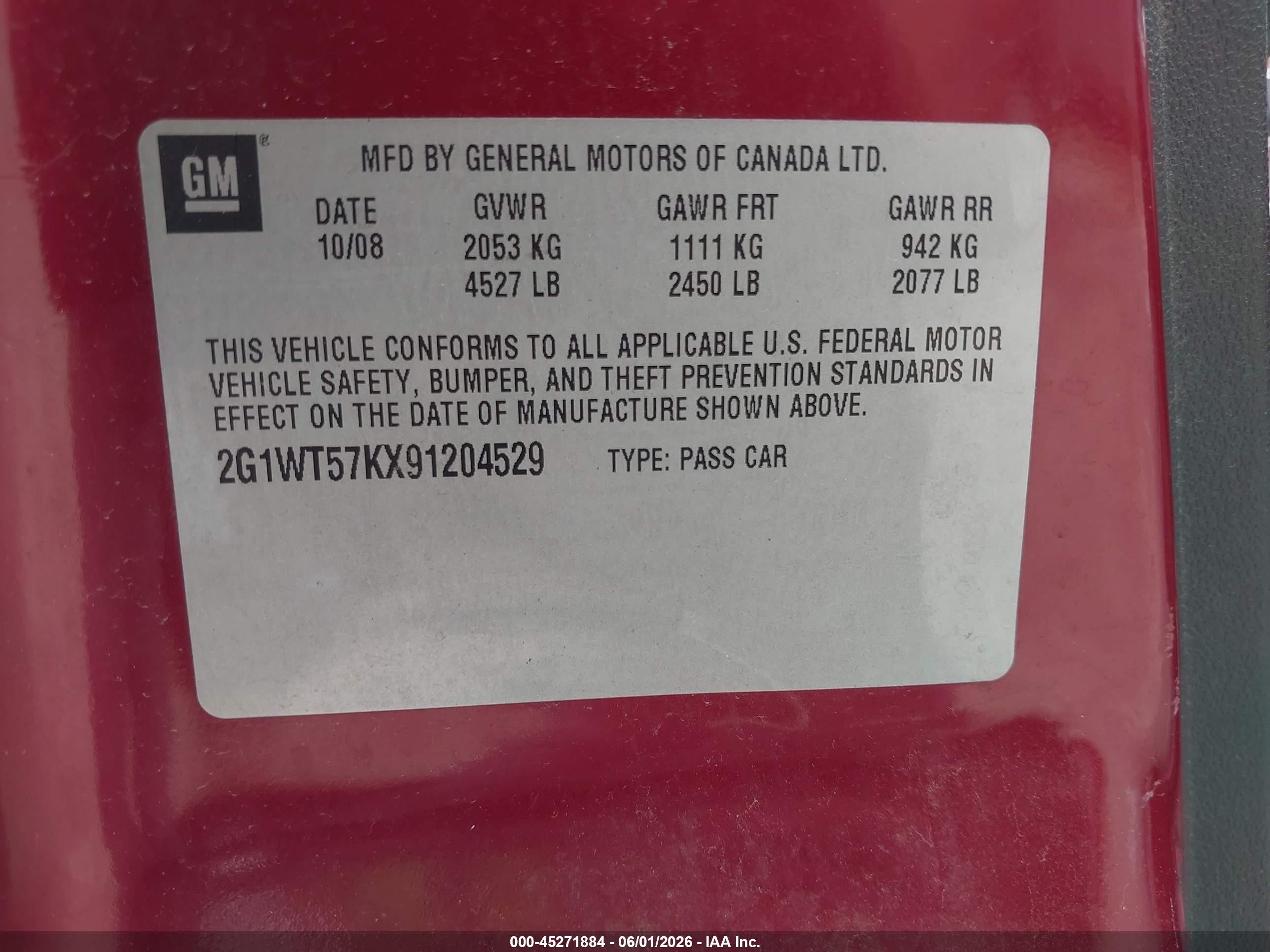2009 Chevrolet Impala Lt Red vin: 2G1WT57KX91204529