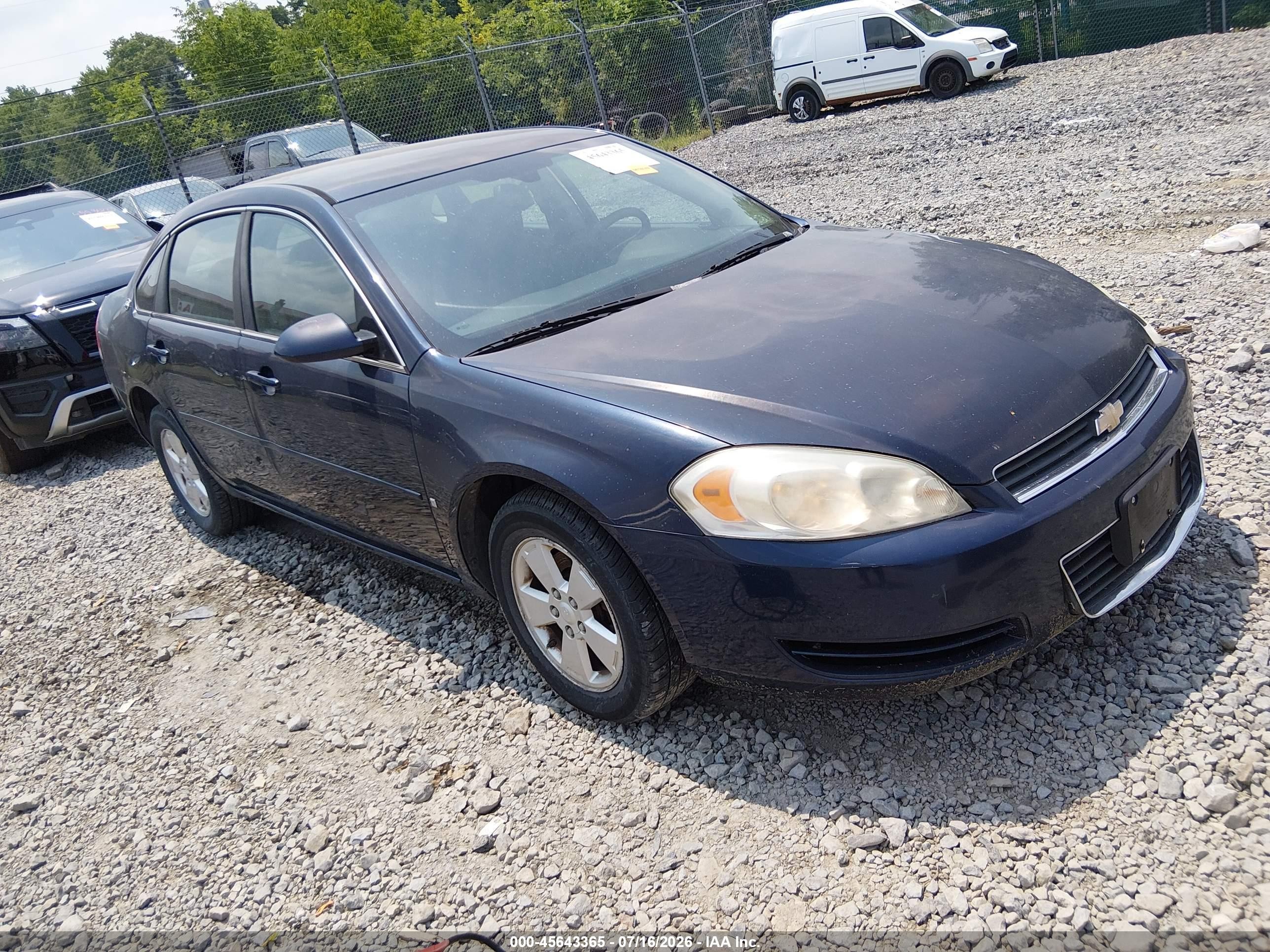 2007 Chevrolet Impala 3.5l Lt Blue vin: 2G1WT58K079232188