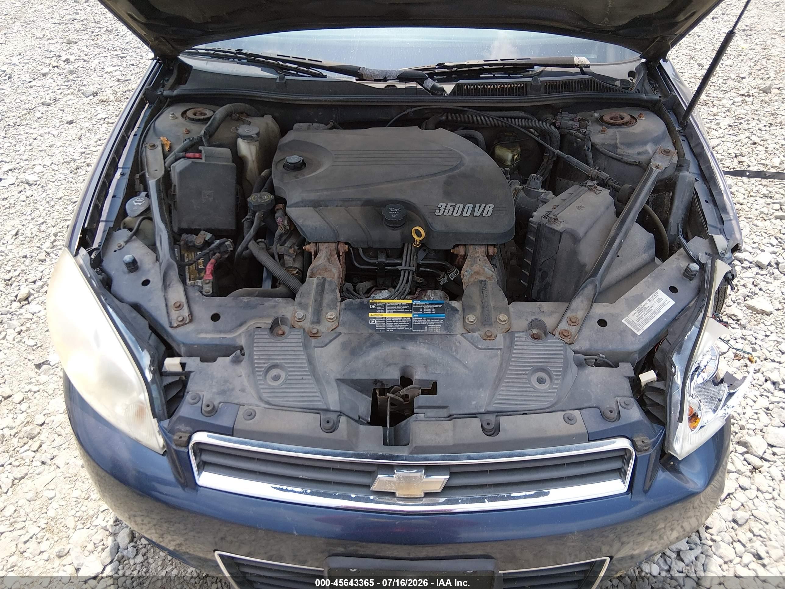 2007 Chevrolet Impala 3.5l Lt Blue vin: 2G1WT58K079232188