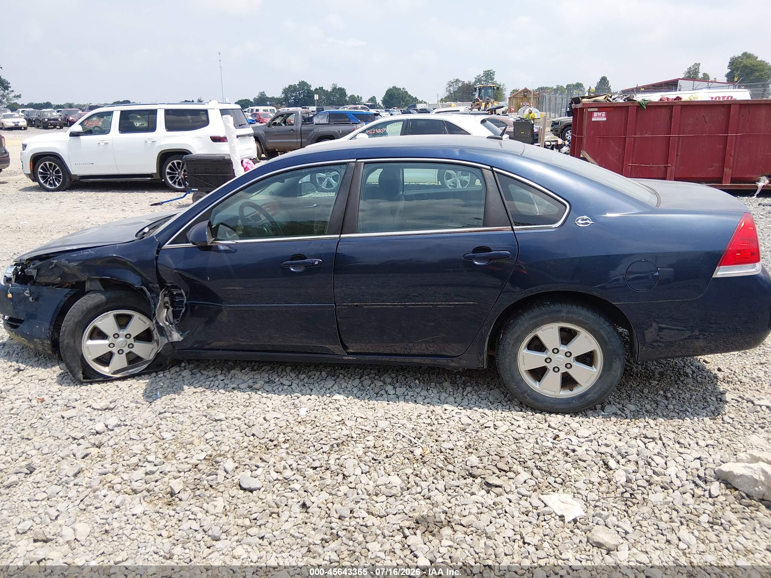 2007 Chevrolet Impala 3.5l Lt Blue vin: 2G1WT58K079232188