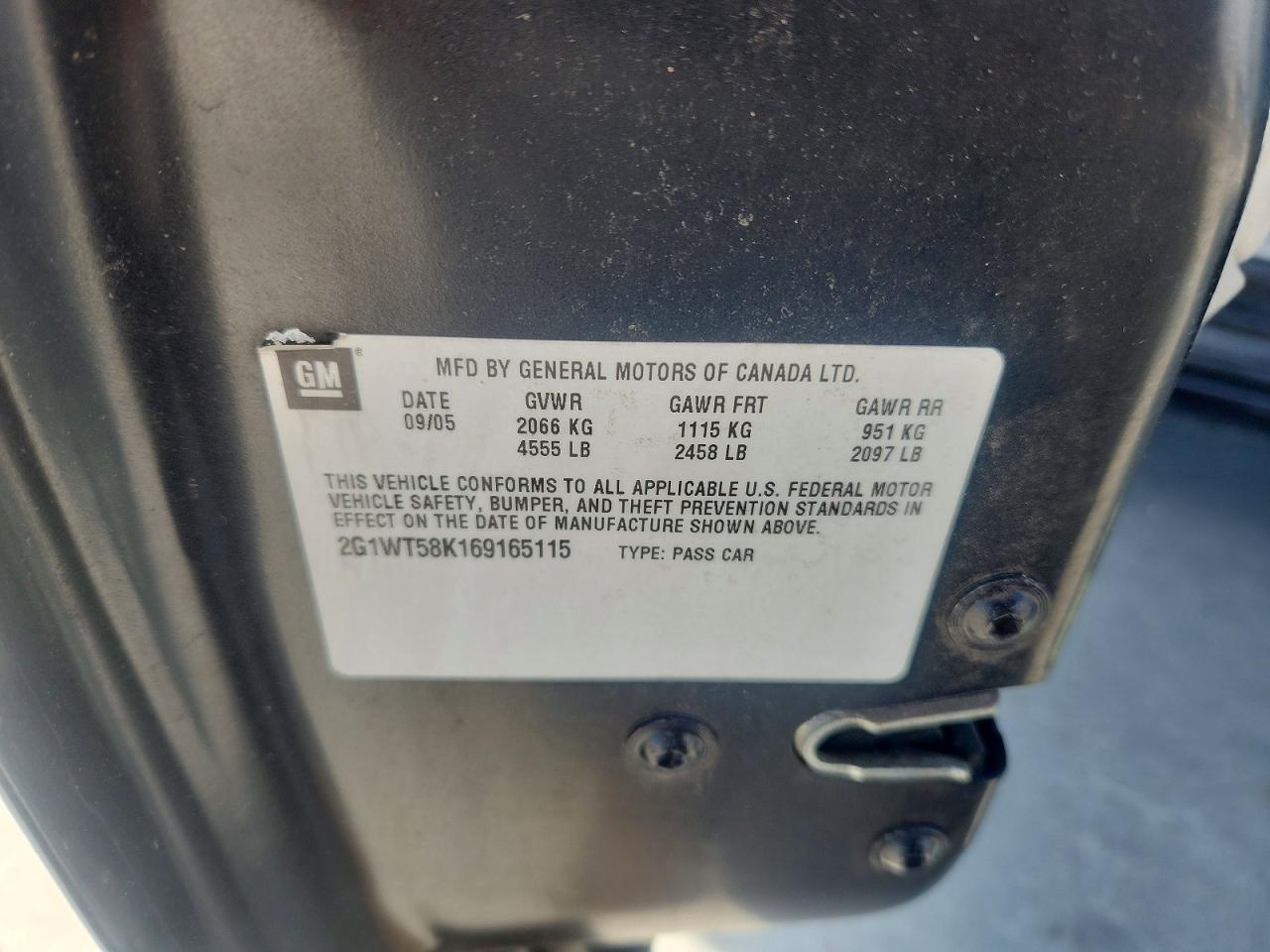 2006 Chevrolet Impala Lt Black vin: 2G1WT58K169165115