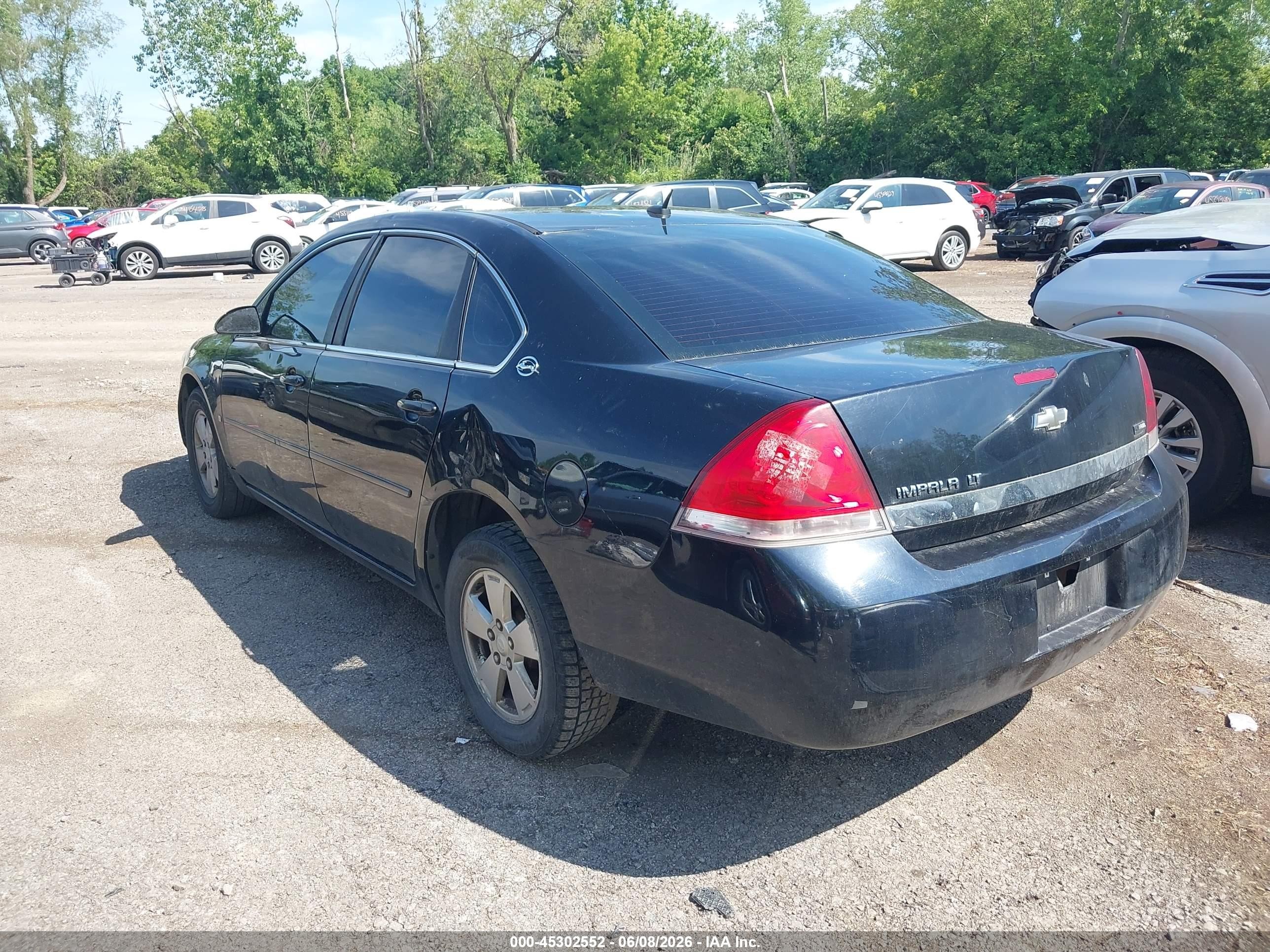 2007 Chevrolet Impala Lt Black vin: 2G1WT58K179405782