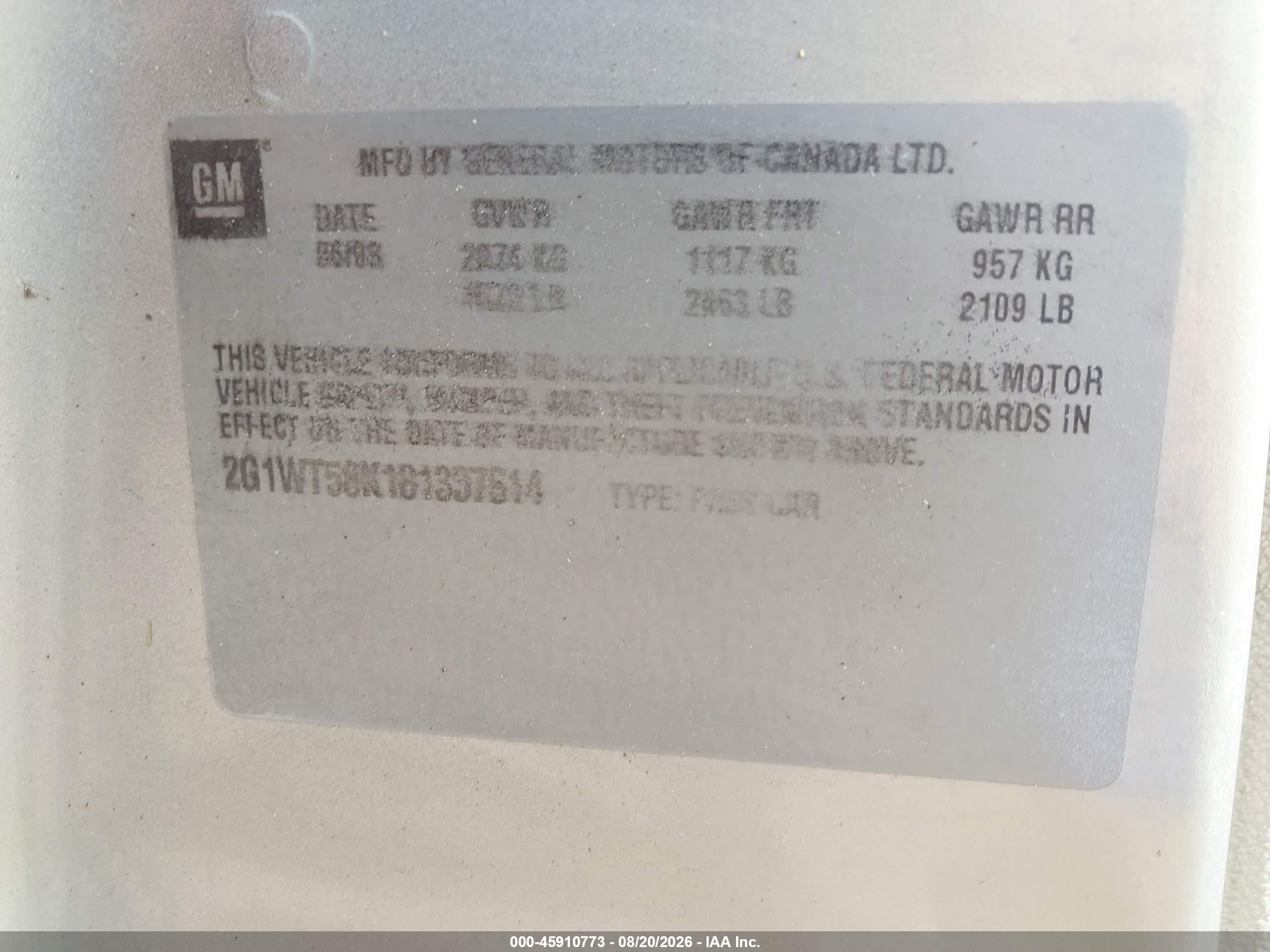 2008 Chevrolet Impala Lt Золотой vin: 2G1WT58K181337614