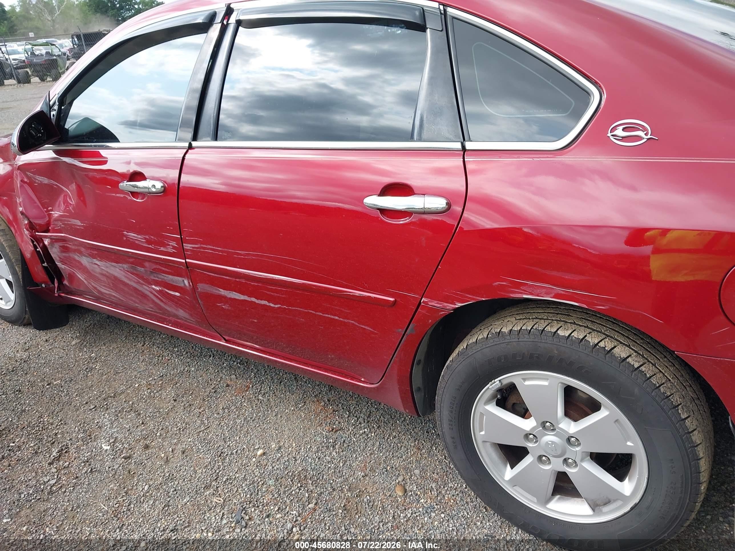 2007 Chevrolet Impala 3.5l Lt Red vin: 2G1WT58K279270182