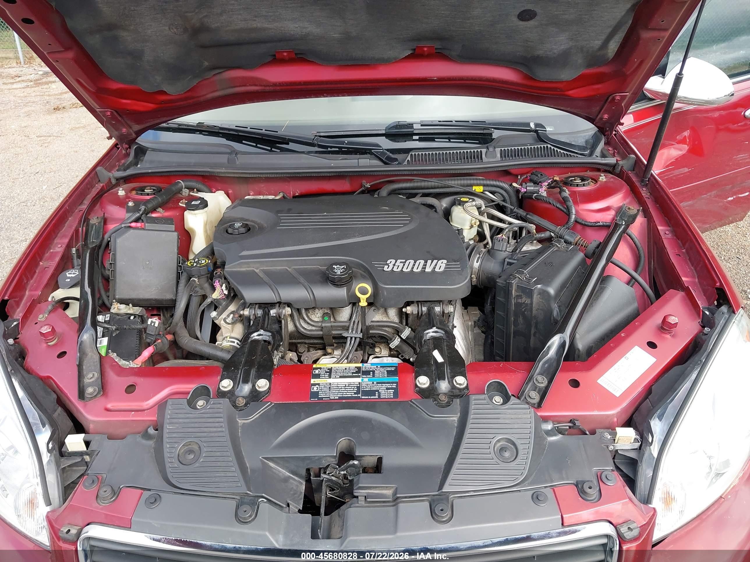 2007 Chevrolet Impala 3.5l Lt Red vin: 2G1WT58K279270182
