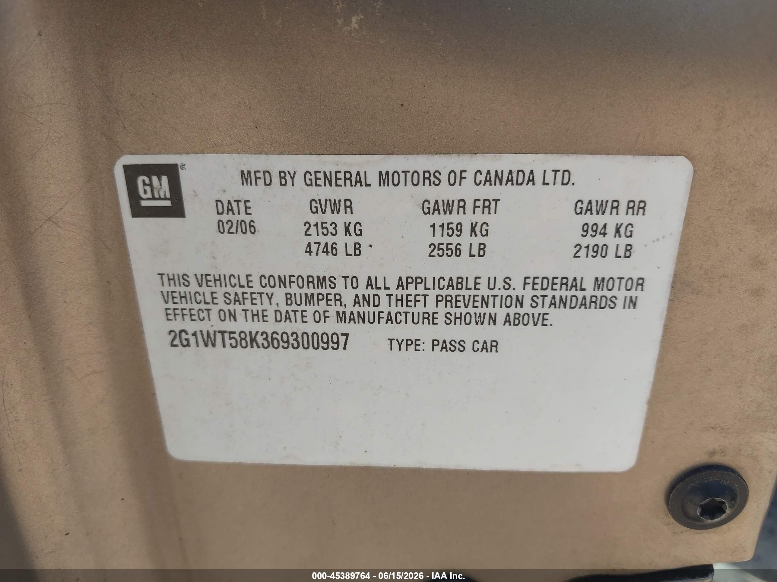 2006 Chevrolet Impala Lt Brown vin: 2G1WT58K369300997