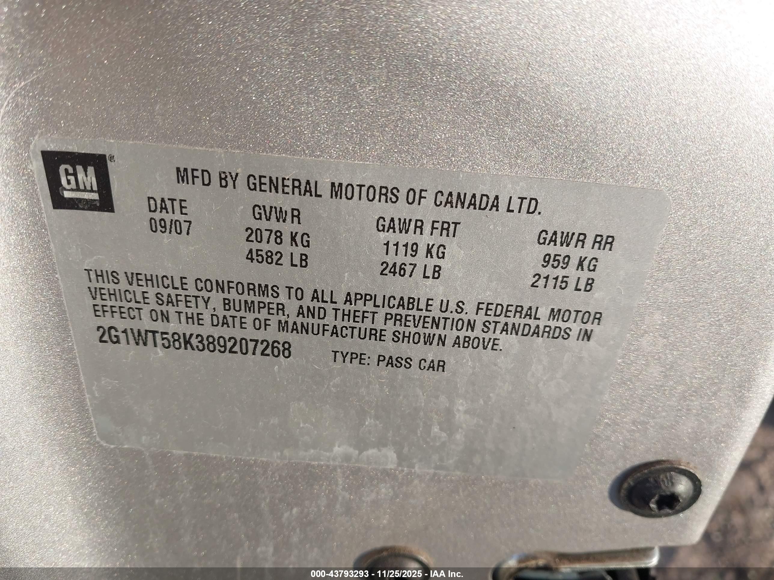 2008 Chevrolet Impala Lt Silver vin: 2G1WT58K389207268